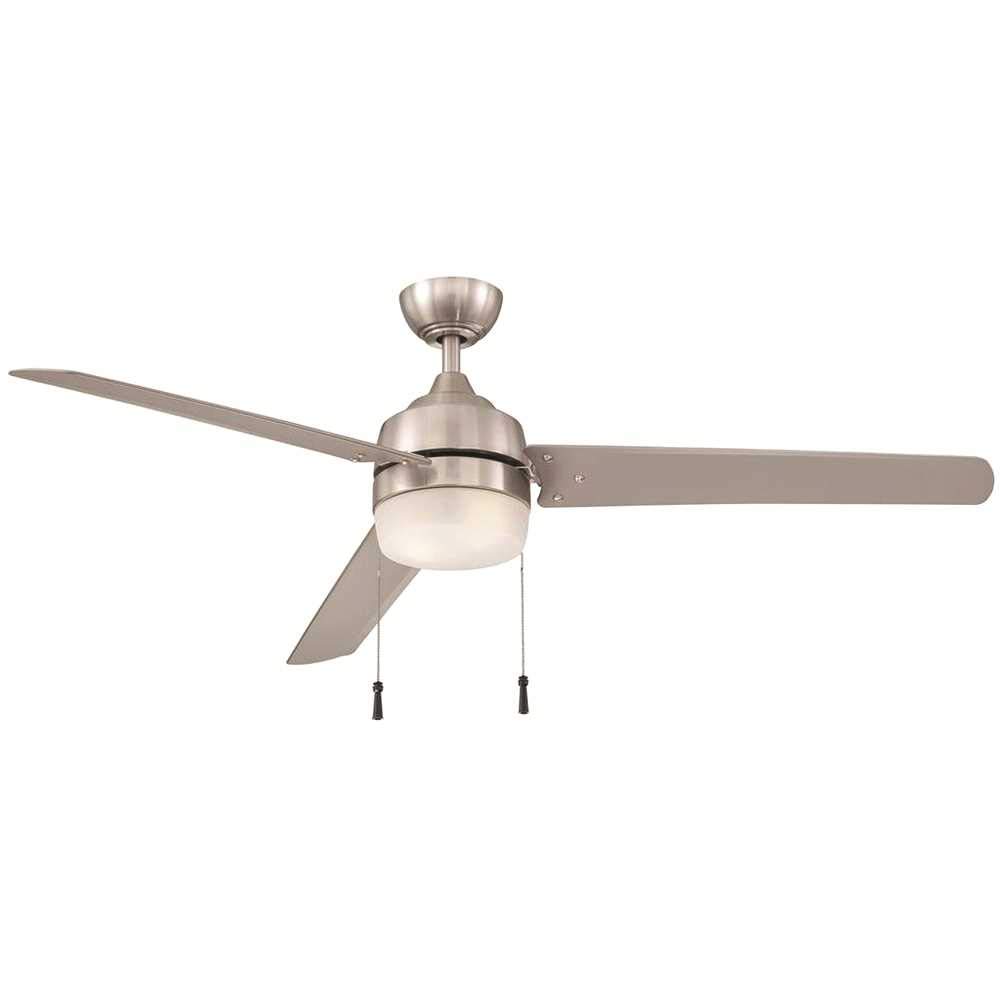 Carrington 60 Inch Brushed Nickel Ceiling Fan with Light - Indoor/Outdoor Use for Bedroom, Living Room, Patio & Covered Porch