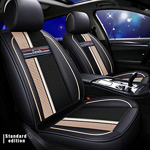 Premium 3D Surround Luxury Universal PU Leather & Ice Silk Car Seat Covers - Full Set for 5 Seats (Front + Rear) | Airbag Compatible | Fits Most Cars, Trucks & SUVs | Perfect for Daily Commute, Road Trips & Family Travel