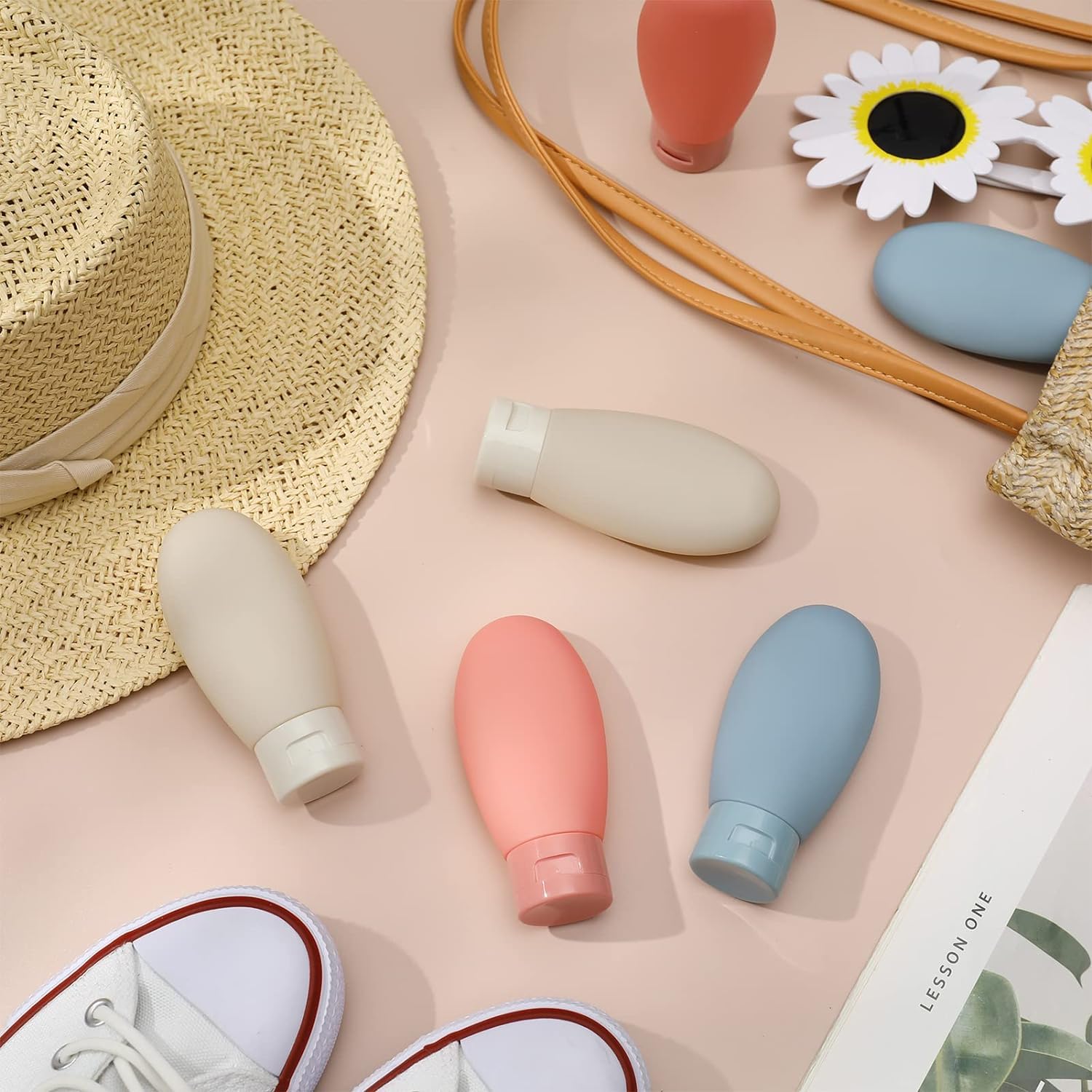 6-Piece Travel Bottles Set - 60ml Leak-Proof Empty Plastic Squeeze Bottles for Toiletries, Shampoo & Conditioner with Storage Bag (Multicolor) - Perfect for Air Travel, Gym & Vacation Essentials