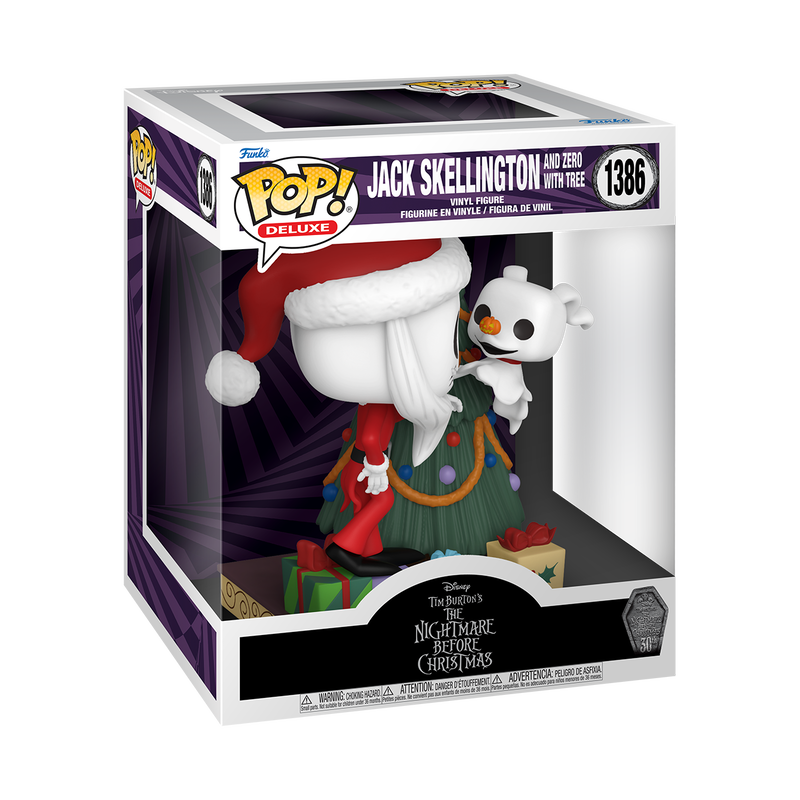 Jack Skellington and Zero with Tree Funko Pop Deluxe Disney 1386 - Nightmare Before Christmas Collectible Figure for Home Decor, Office Display, and Gift Giving