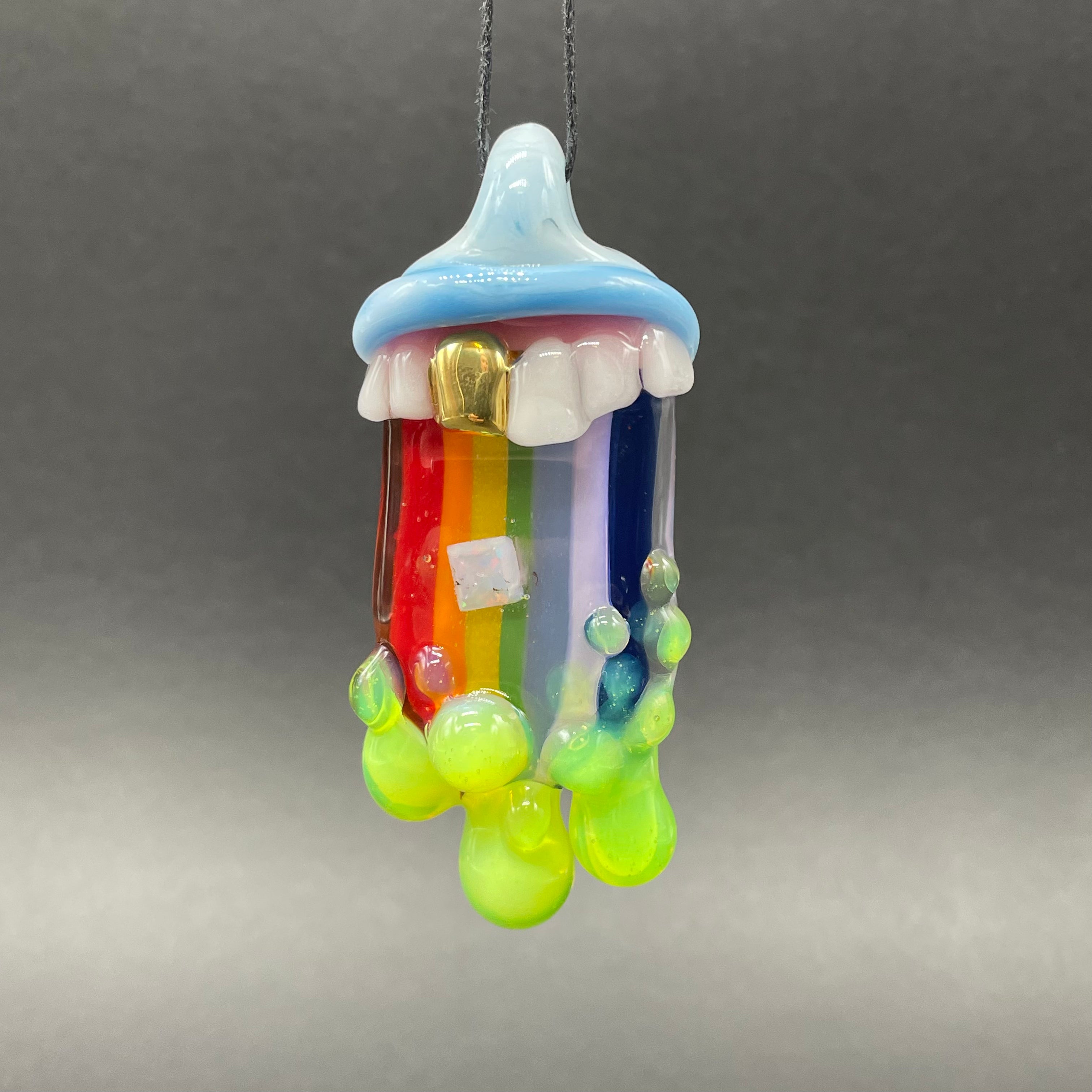 Rainbow Opal Glass Tongue Pendant - Stunning Bohemian Jewelry for Women, Perfect for Festivals, Parties & Unique Gift Giving