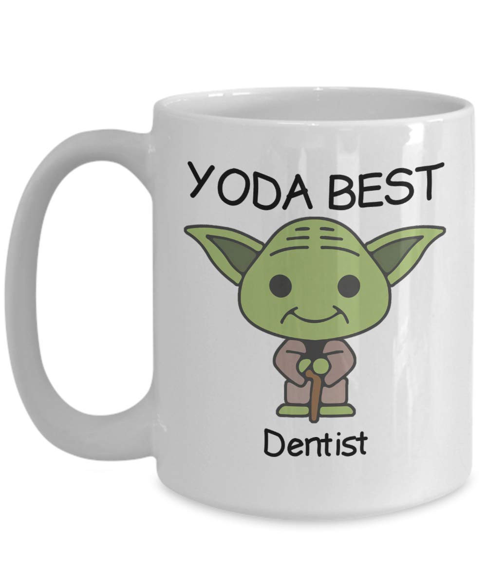 Yoda Best Dentist Profession Coffee Mug - 11oz Funny Novelty Gift for Birthday, Anniversary, Valentine's Day & Christmas - Perfect for Dentists, Star Wars Fans & Coffee Lovers at Home or Office