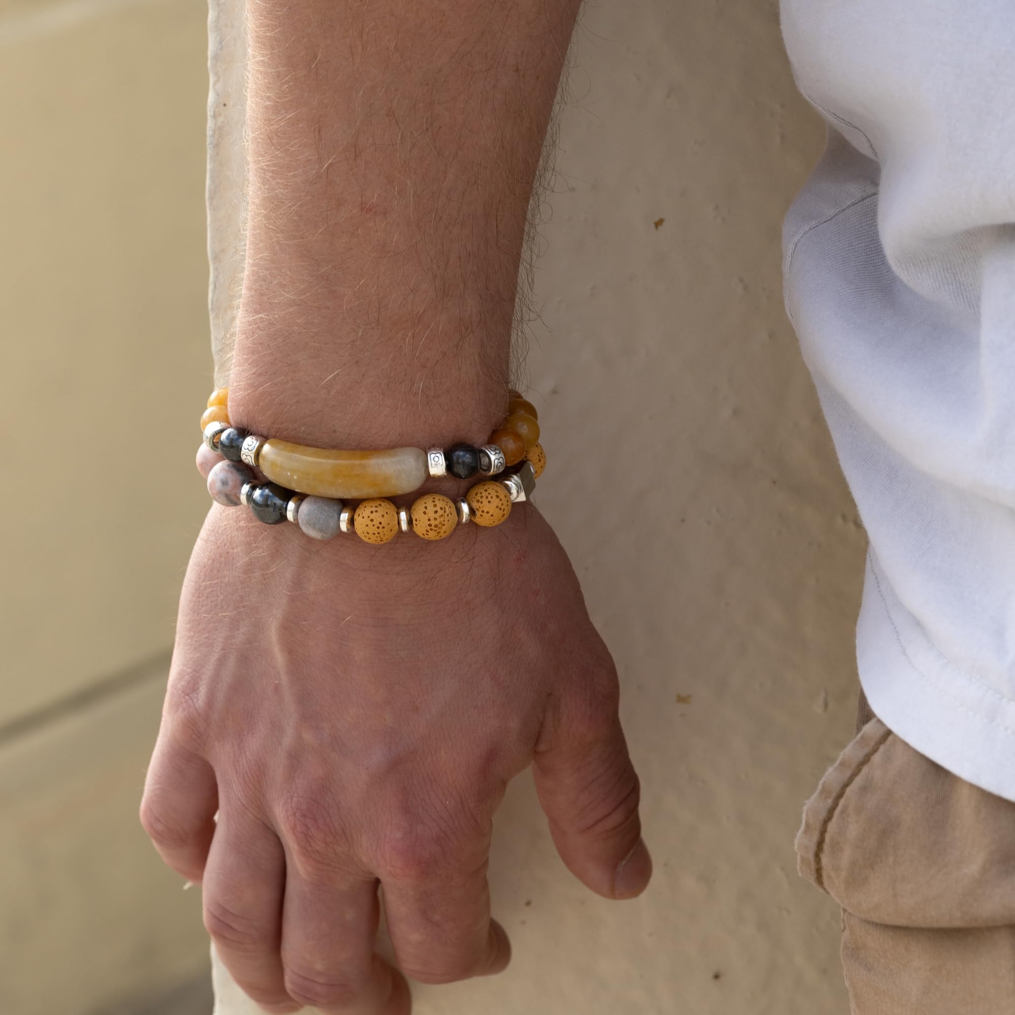 Hematite Stretch Bracelet for Men & Women - 8mm Beads Unisex Yoga Meditation Bracelet - Health & Wellness Jewelry with Luxury Gift Box - Perfect for Stress Relief, Energy Balance, and Spiritual Healing