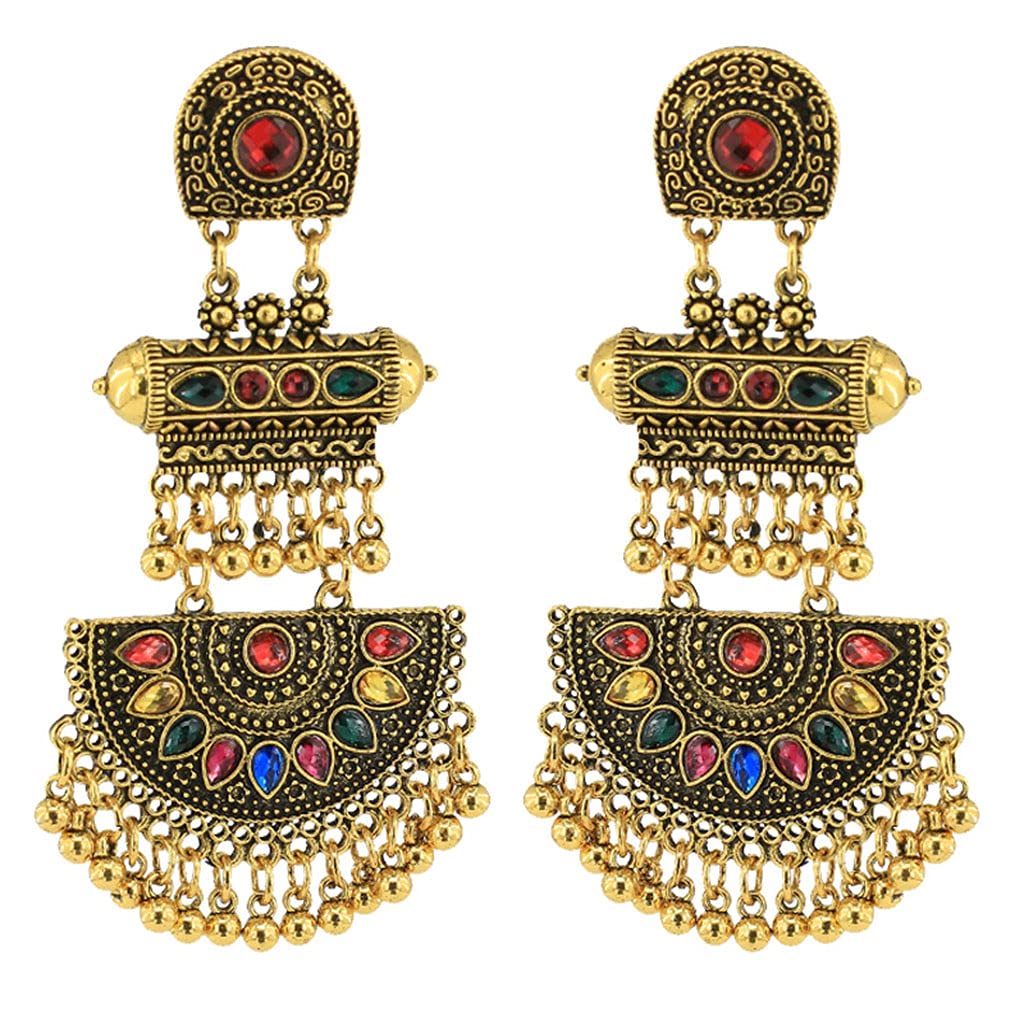 Vintage Indian Bollywood Jhumka Earrings for Women – Handmade Gypsy Boho Bell Dangle Earrings in 2 Colors | Perfect for Festivals, Weddings & Boho Fashion
