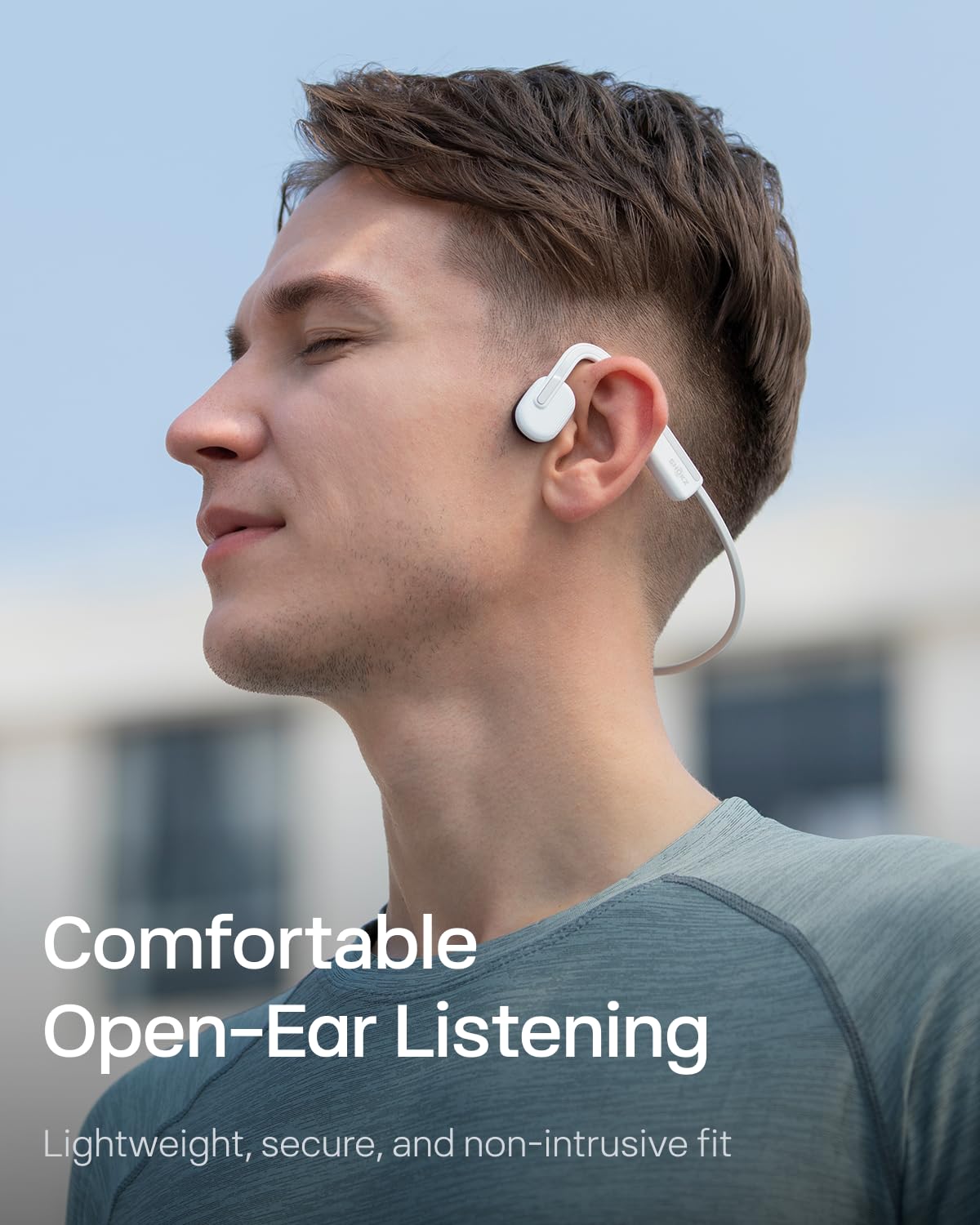 Shokz OpenMove Open-Ear Bluetooth Sports Headphones - Wireless Bone Conduction Headphones for Running, Cycling & Workouts - Sweatproof & Lightweight Design - Includes Bonus Sticker Pack (White) - Perfect for Gym, Jogging & Outdoor Activities