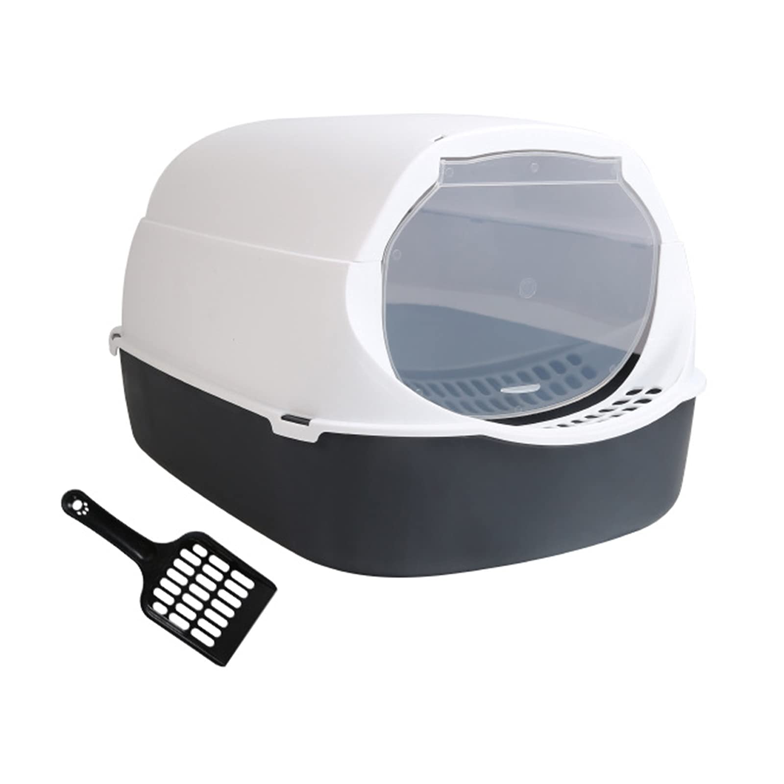 Closed Cat Litter Box with Detachable & Washable Design | Foldable Covered Cat Toilet with Sand-Leaking Pedal | Odor Control Pet Pan for Kittens & Small Pets (Black) | Perfect for Apartments & Small Spaces