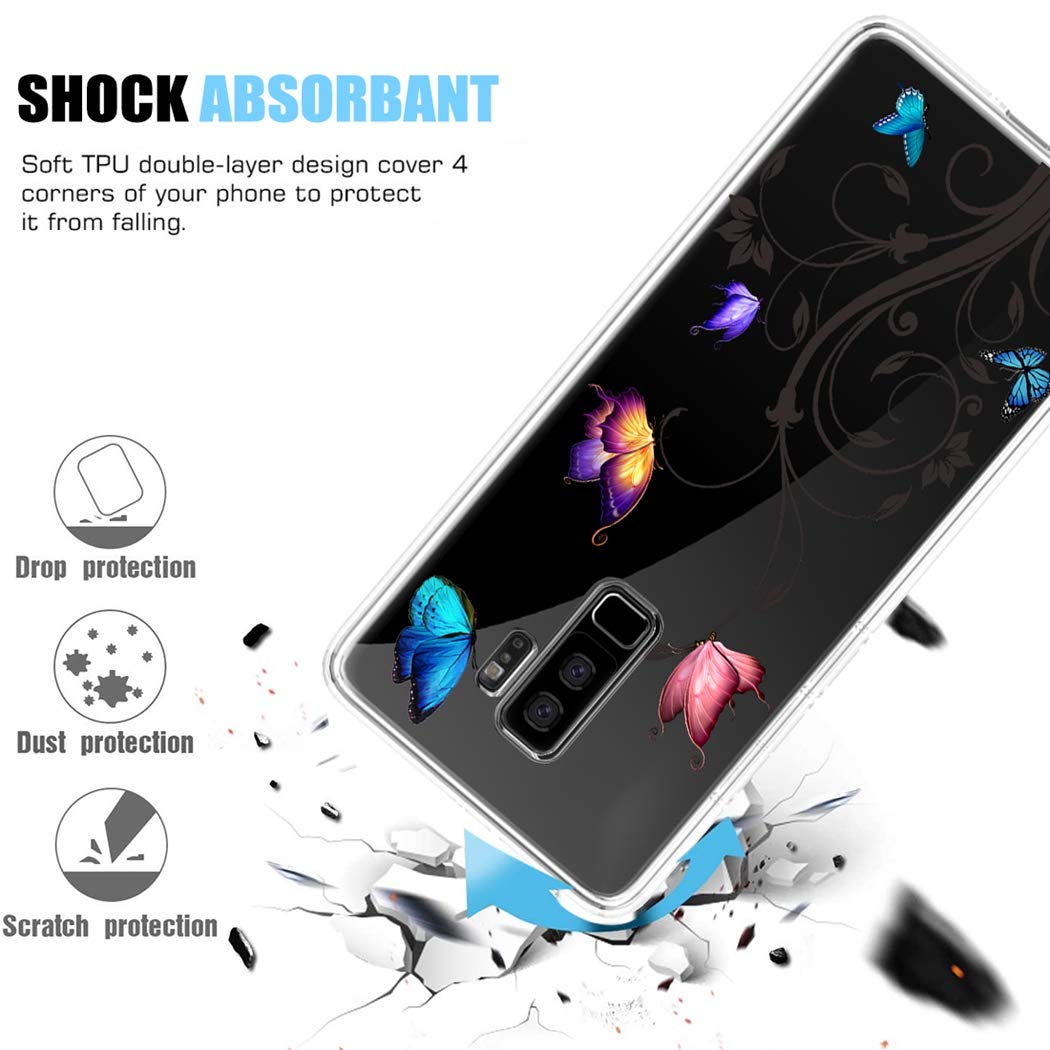 **Samsung Galaxy S9 Plus Phone Case for Women - Soft Clear TPU Shockproof Protective Cover with Butterfly Design | Slim Fit, Scratch-Resistant, Drop Protection | Perfect for Everyday Use, Work & Travel**