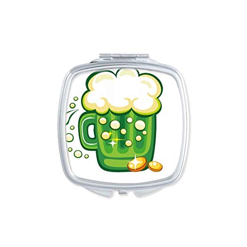 DIYthinker Four Leaf Clover Beer Ireland St. Patrick's Day Mirror - Portable Compact Pocket Makeup Mirror with Double Sided Glass for Travel, Home, and Gifts