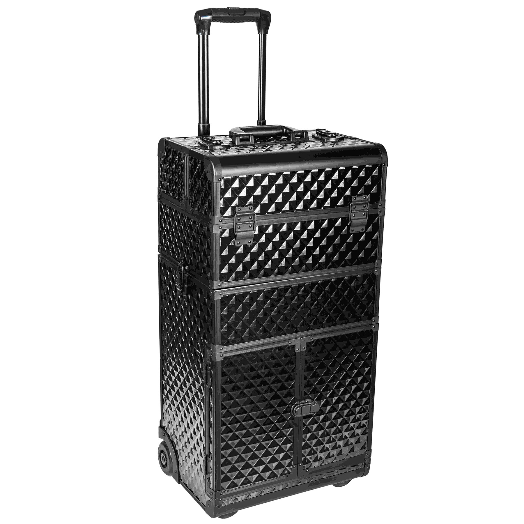 SHANY REBEL Series Pro Makeup Artists Rolling Train Case - Professional Trolley Makeup Case with Wheels - Curious Black Cat Design - Perfect for Travel, Salon & On-Set Makeup Artists