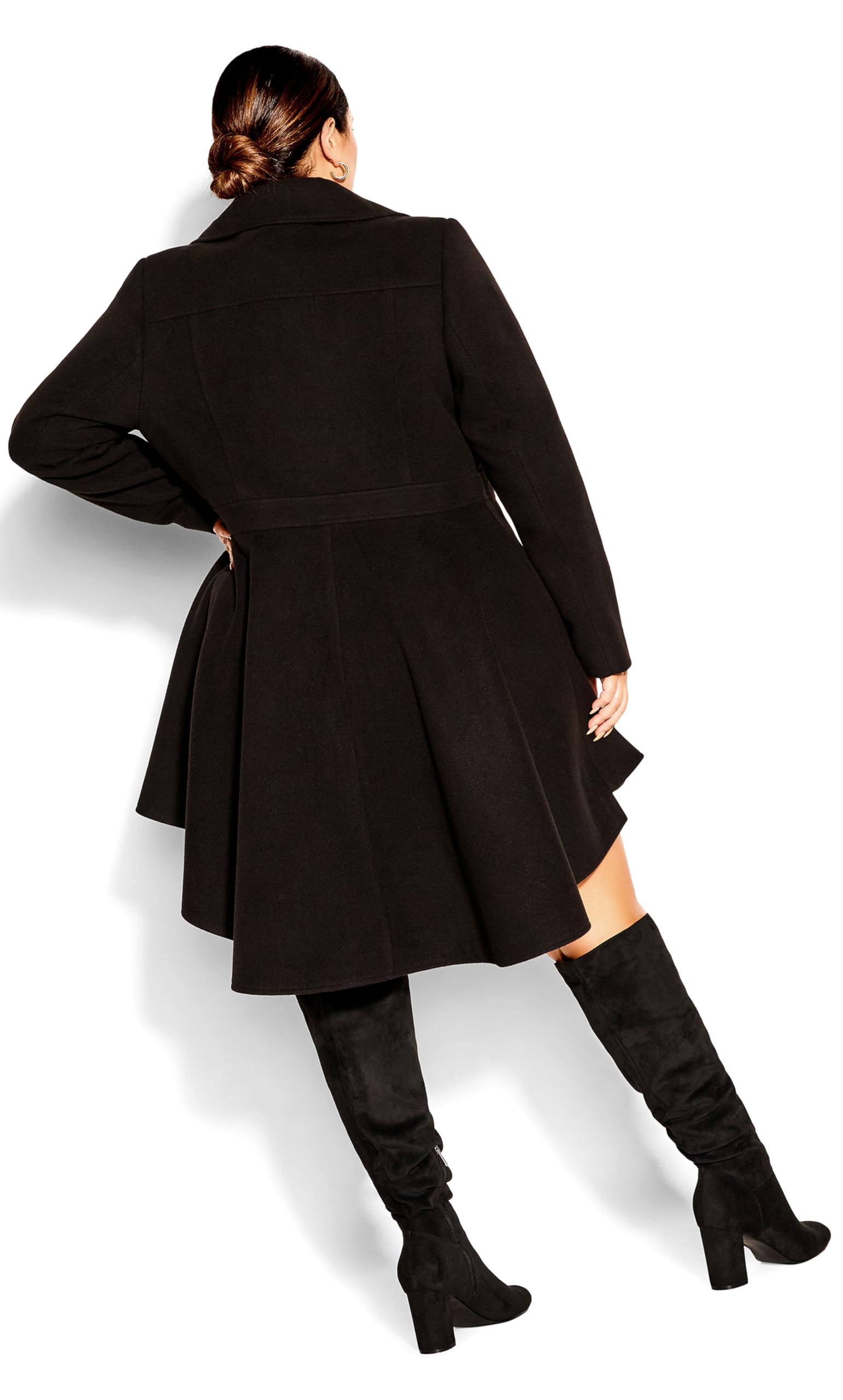 Plus Size Women's Hi-Lo Frill Coat – Elegant & Stylish Outerwear for Casual Outings & Special Occasions