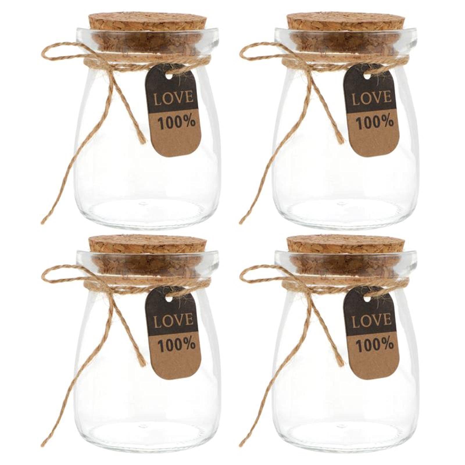10-Pack 100ML Heat-Resistant Glass Milk Bottles with Wooden Lids - Yogurt Storage Jars, Kitchen Organizer, DIY Dessert Containers for Party Favors, Baby Shower, and Home Decor