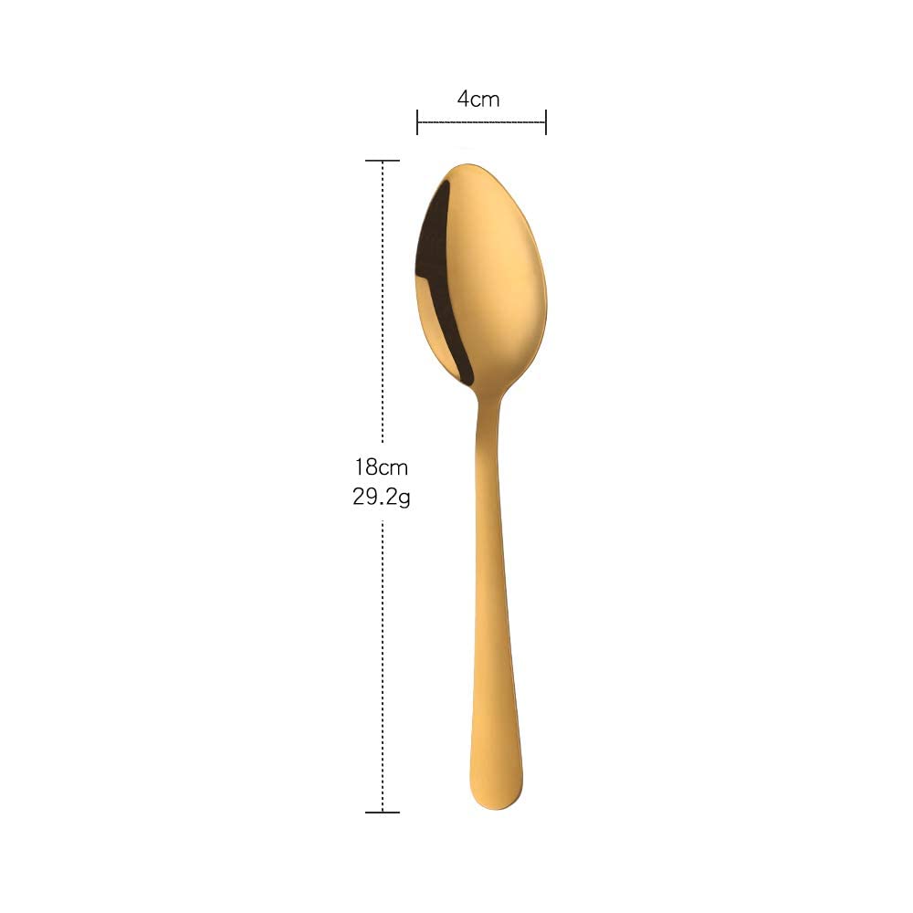 12-Piece MINGYU Stainless Steel Dinner Spoon Set - Gold & Silver 7-inch Soup Spoons, Titanium Coated Tableware for Family Dining, Parties, Restaurants & Weddings | Dishwasher Safe & Durable for Everyday Use
