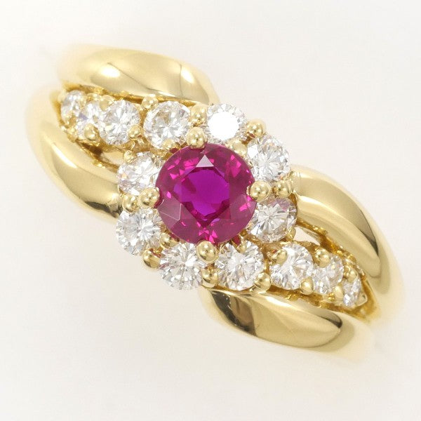 18K Yellow Gold Ruby and Diamond Ring for Women - Elegant Vintage Style Jewelry for Engagement, Wedding, Anniversary Gifts