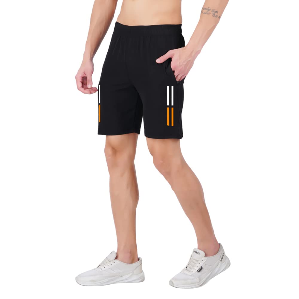 HotFits Men's Quick Dry Lightweight Running Shorts with Zipper Pockets - Breathable Outdoor Sports Shorts for Gym, Jogging & Hiking - Black