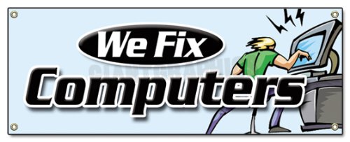 WE FIX Computers Banner Sign - Professional Computer Repair Shop Sign for Tech Support & IT Services - Perfect for Storefronts, Workshops & Office Decor