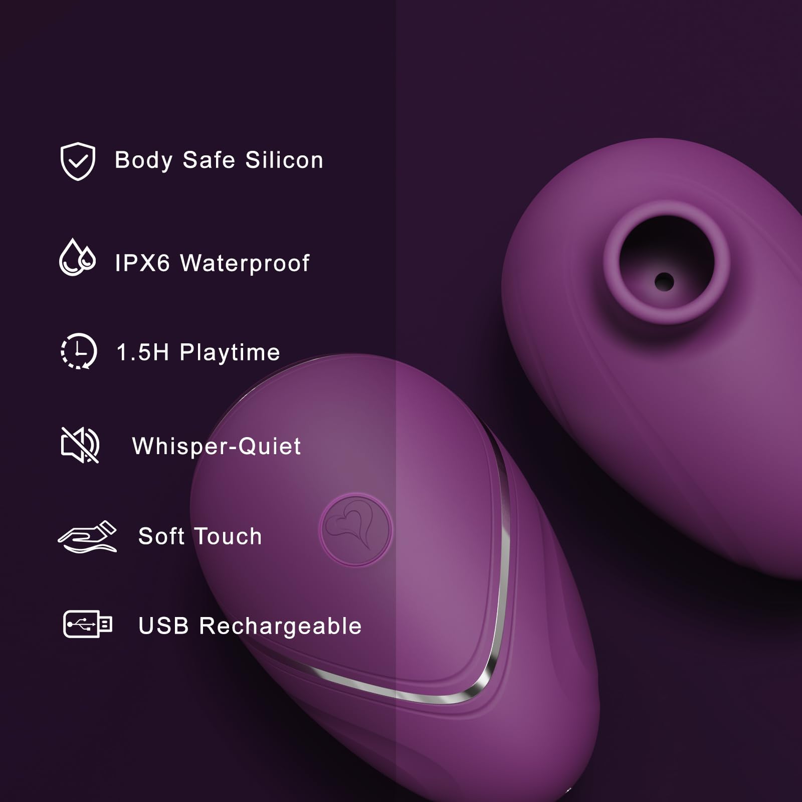 Rose Clitoral Suction Vibrator for Women - 6 Powerful Modes, Mini Sex Toy for Couples with Wide Opening Sucker, Lavender Adult Pleasure Stimulator | Perfect for Solo Play & Intimate Couples Moments