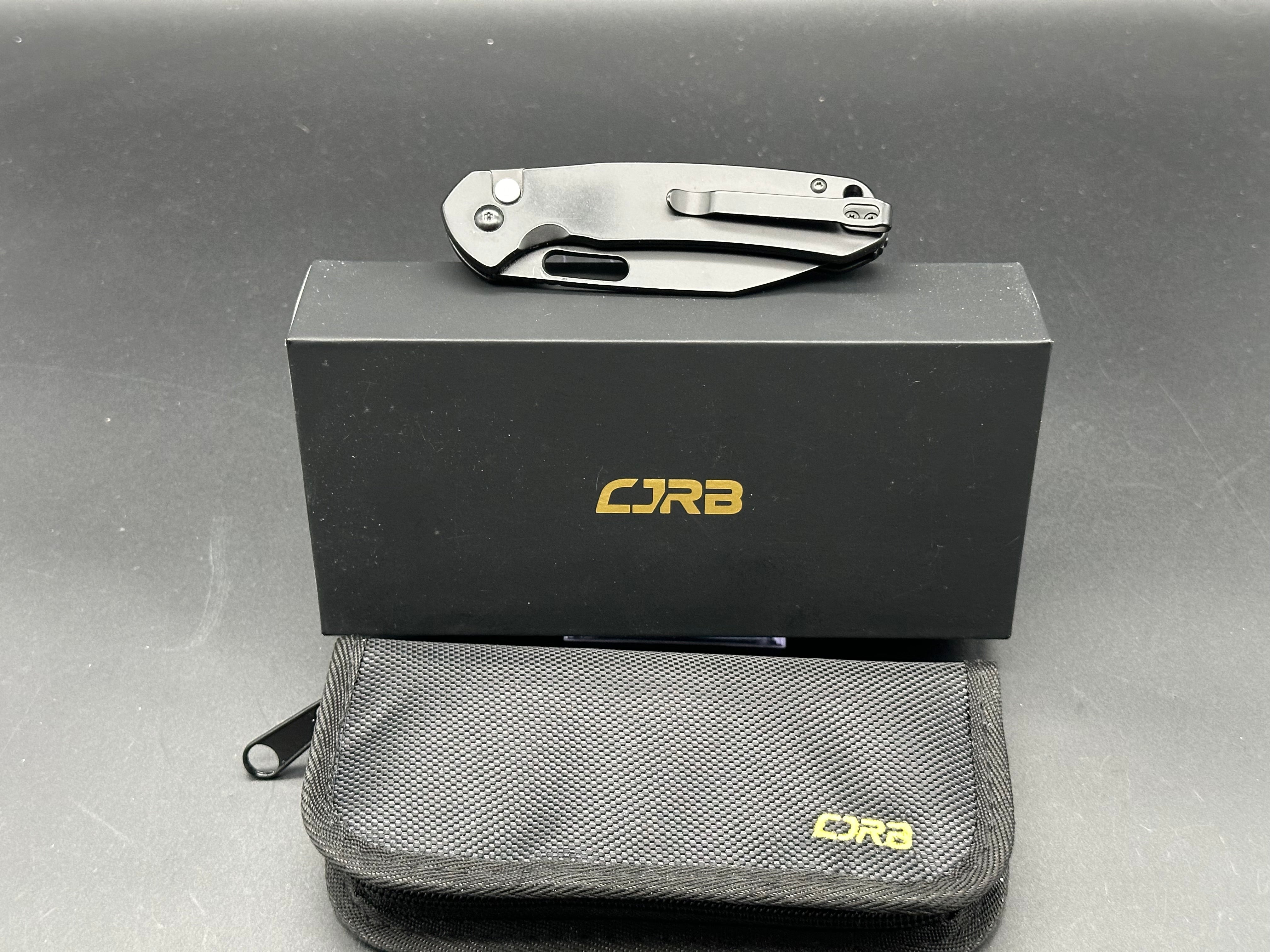 CJRB Pyrite Alt Black Steel Button Lock Folding Knife - 3.11