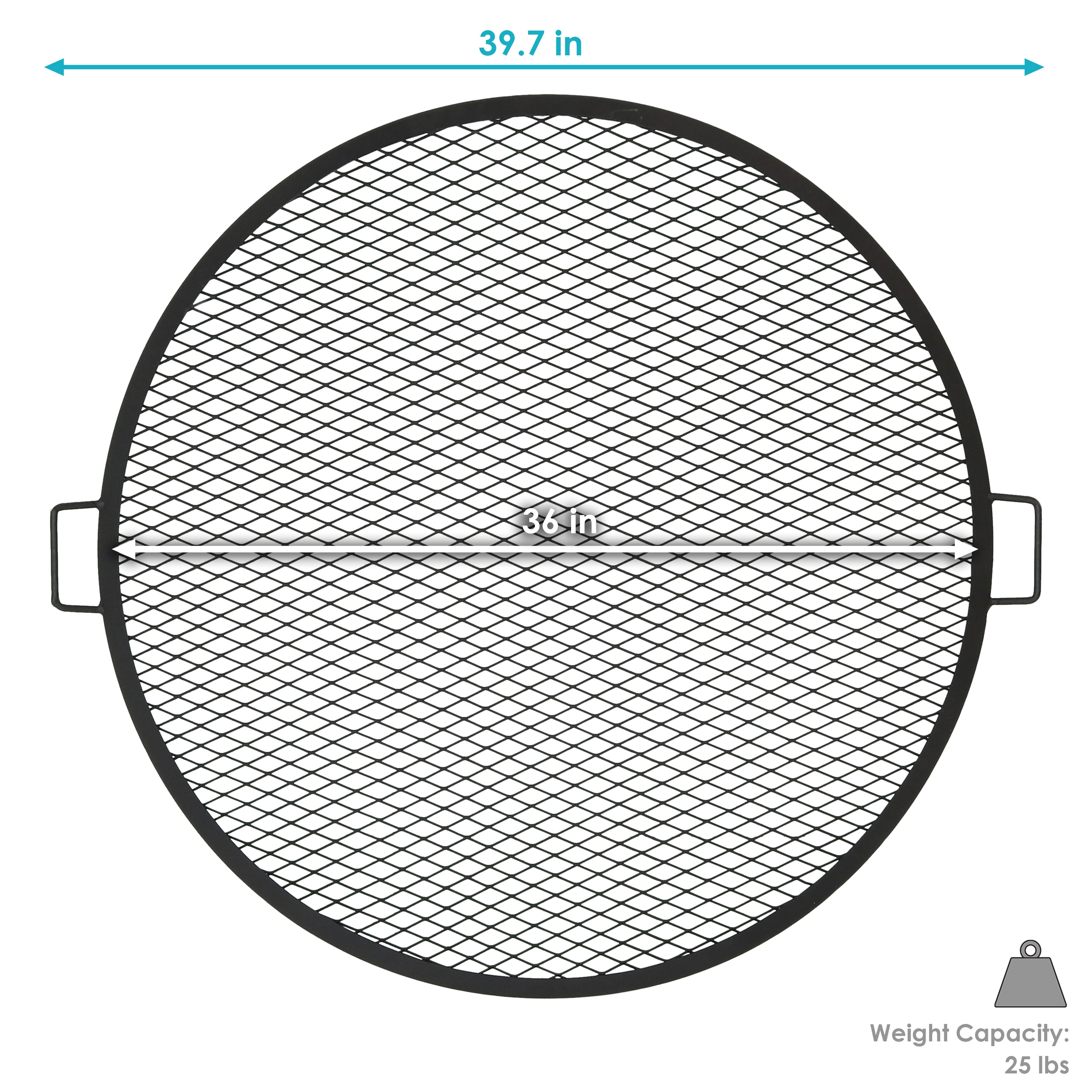 Sunnydaze X Marks Round Cooking Grate - Heavy Duty Campfire Grill for Outdoor BBQ, Picnics & Backyard Grilling - Perfect for Camping, Tailgating & Patio Parties