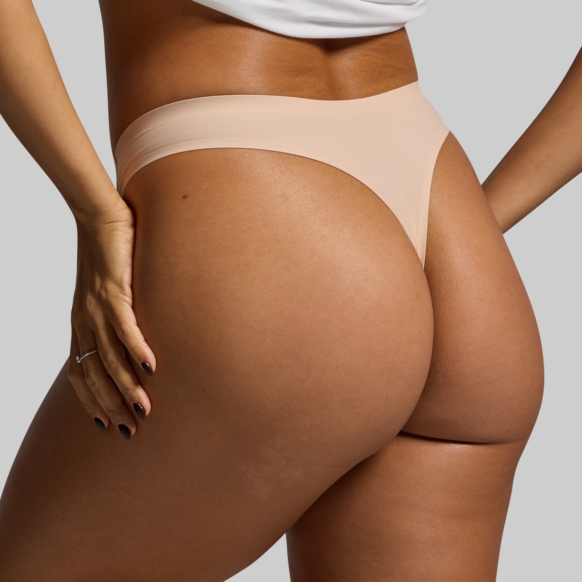 BP Seamless Thong Underwear 2 Pack - Black & Nude Colors - Comfortable No Show Panties for Everyday Wear & Special Occasions