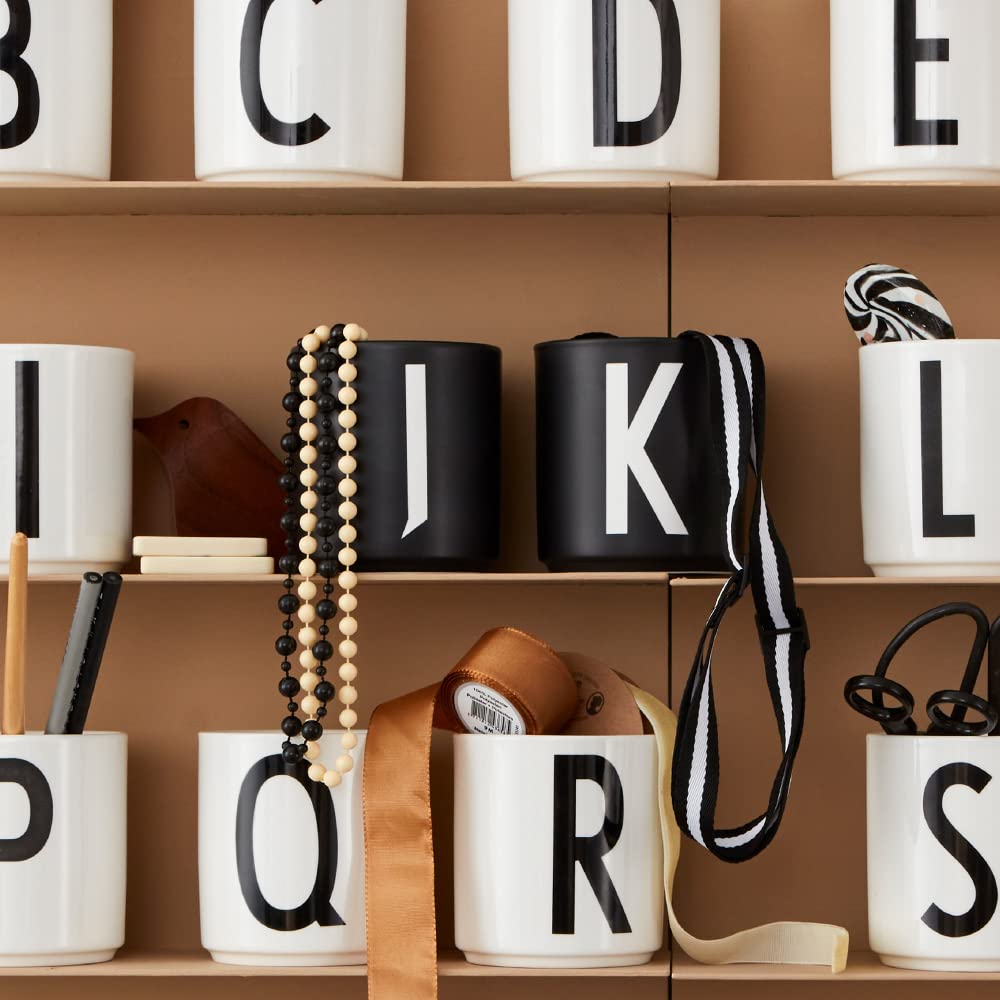 Personalized Monogram Coffee Mug with Initial A-Z | 11 oz Porcelain Tea Cup for Men & Women | Unique Christmas & Thanksgiving Gift for Her, Him, Friends | Perfect for Home, Office & Holiday Gifting | Black Design Letters Mug