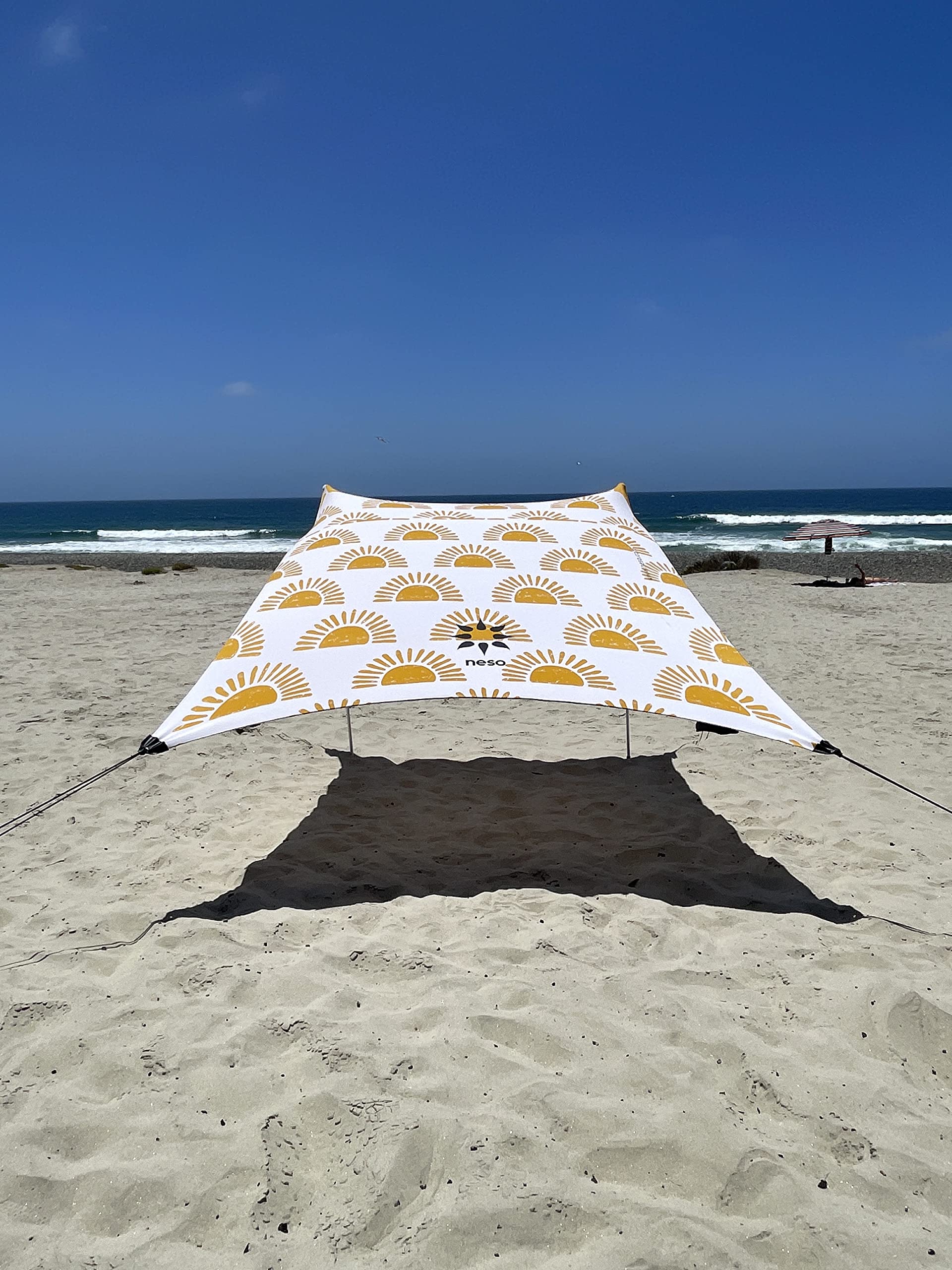 Neso Tents Beach Tent with Sand Anchor - 7' x 7' Portable Sun Shelter, UPF 50+ UV Protection, Reinforced Corners for Wind Resistance - Perfect for Beach Days, Camping, Picnics & Outdoor Adventures (Sunshine Color)