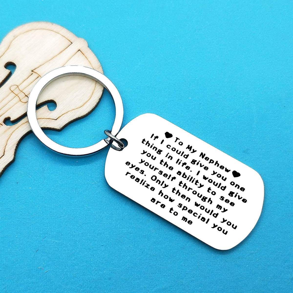 Personalized Nephew Keychain - Thoughtful Christmas, Birthday, Graduation & Wedding Gift for Nephew - Inspirational Present from Aunt & Uncle - Perfect for Father's Day, Special Occasions & Daily Carry