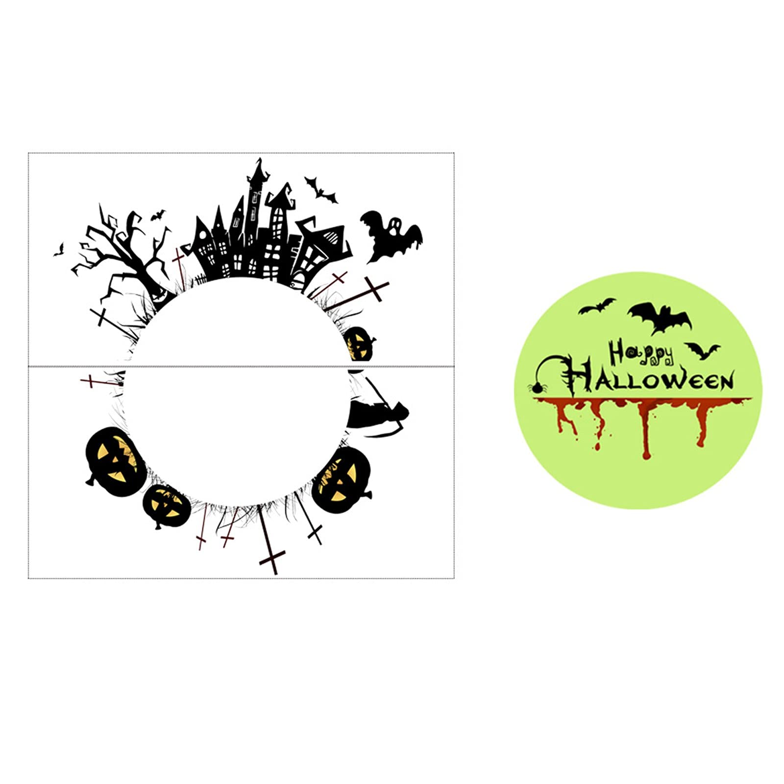 YYTD Glow in the Dark Halloween Stickers - Pumpkin Castle Wall Decals, Luminous Vinyl Stickers for Party Decor, Windows, Doors, Notebooks - Set #18 (Multicolor) | Spooky Home Decor & DIY Crafts