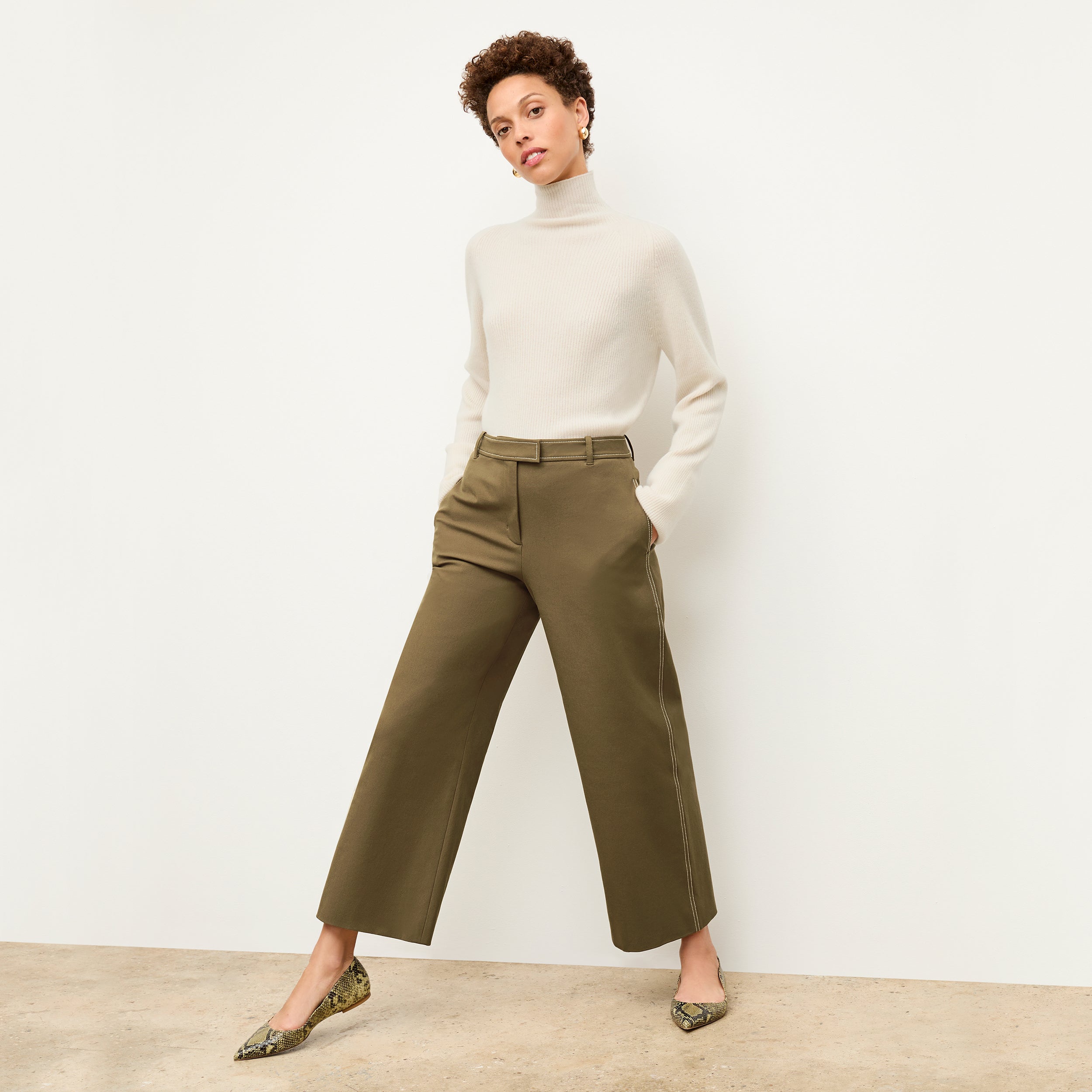 Abby Jean Contrast Stitch Eco-Friendly Better Than Denim Jeans in Oregano - Perfect for Casual Outfits and Sustainable Fashion