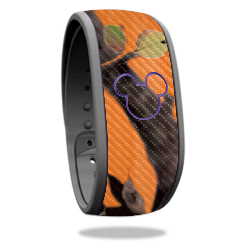 MightySkins Carbon Fiber Skin for Disney MagicBand - Orange Camo | Protective & Durable Textured Cover | Easy to Apply & Remove | Made in USA | Perfect for Theme Parks, Travel & Disney Fans