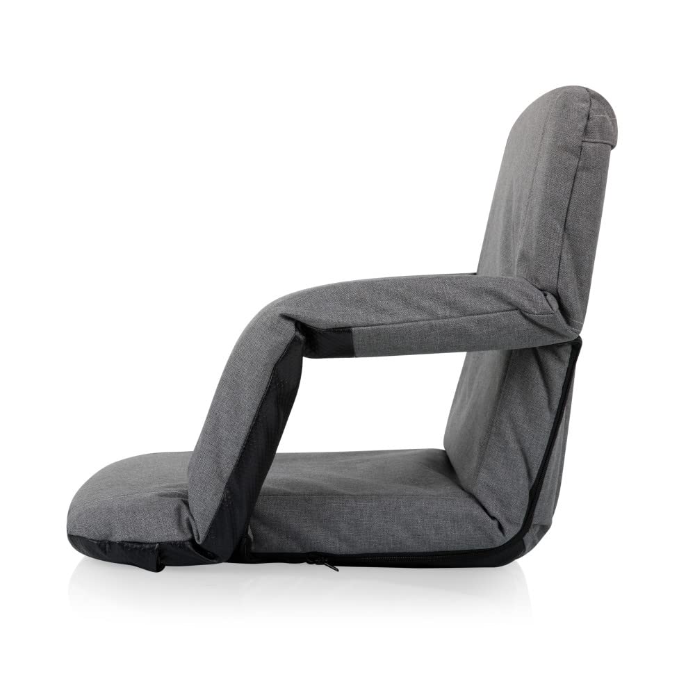 PICNIC TIME NFL Pittsburgh Steelers Ventura Reclining Stadium Seat with Back Support - Portable Bleacher Seat & Beach Floor Chair for Football Games, Outdoor Events & Relaxation (Heathered Gray)