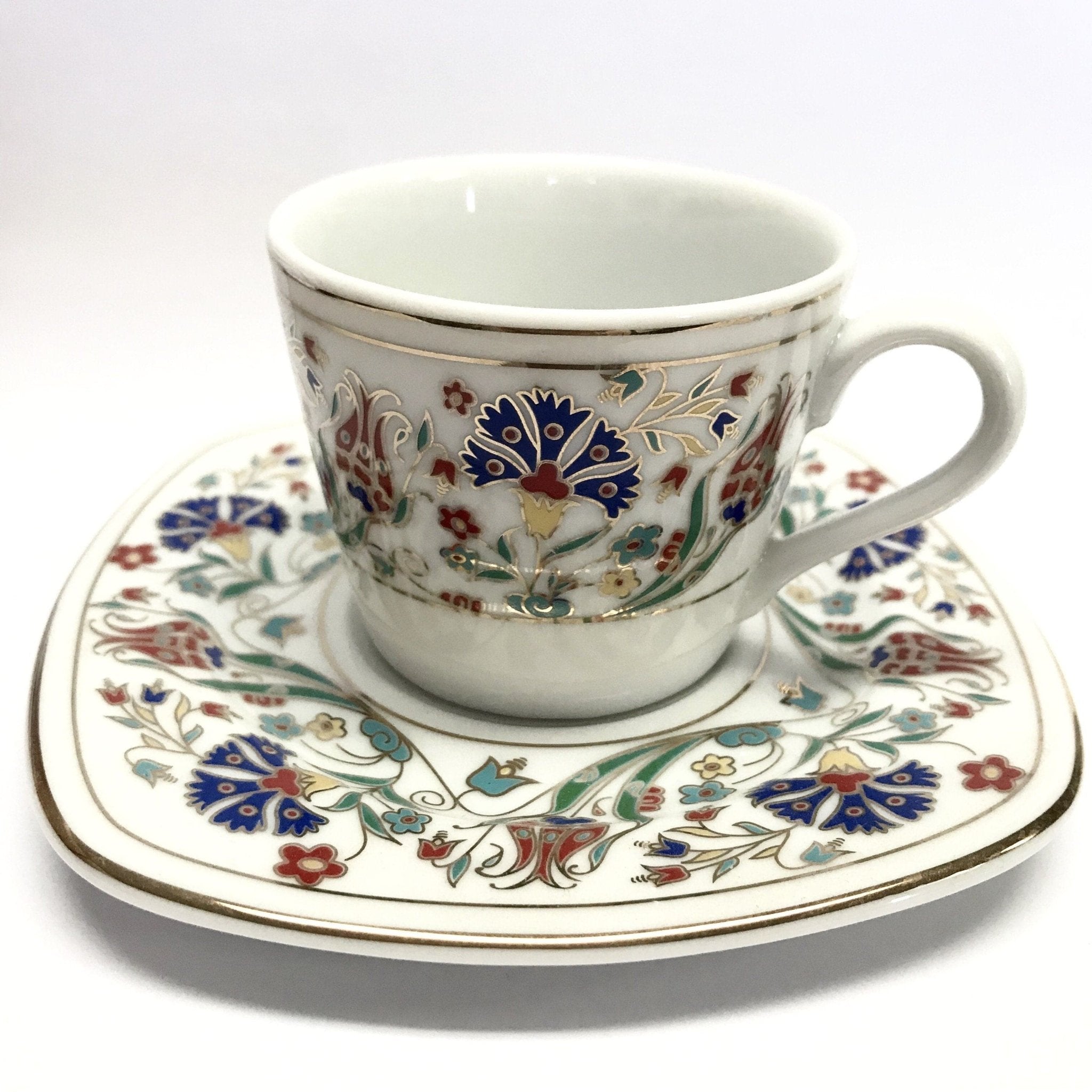 Premium Turkish Coffee Cups Set of 6 - Authentic Handmade Ceramic Espresso Cups with Copper Stands - Perfect for Home, Cafe & Gift Giving