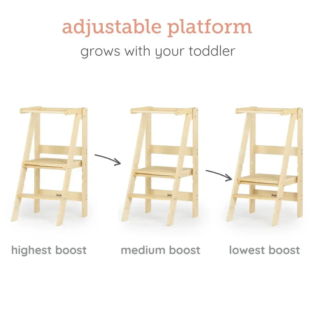 Foldable Toddler Tower - Adjustable Learning Step Stool for Kids | Safe Kitchen Helper for Toddlers | Perfect for Baking, Cooking & Playtime