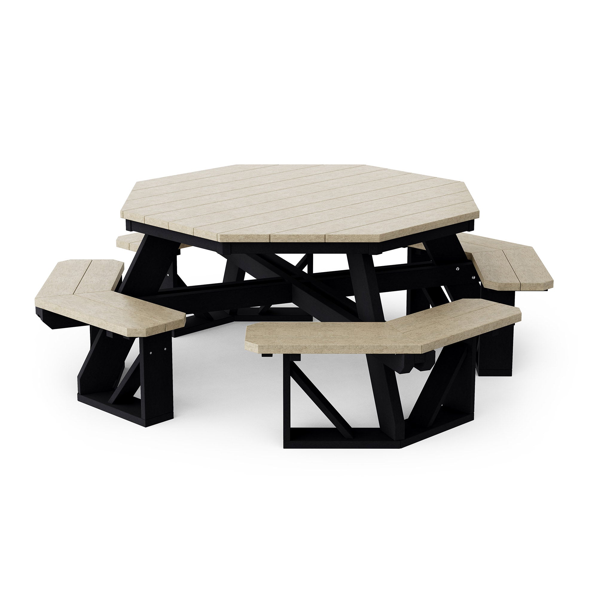Heritage Octagon Picnic Table - 8-Person Outdoor Dining Set for Backyard, Patio, Garden, Park & Camping - Durable All-Weather Wooden Picnic Bench