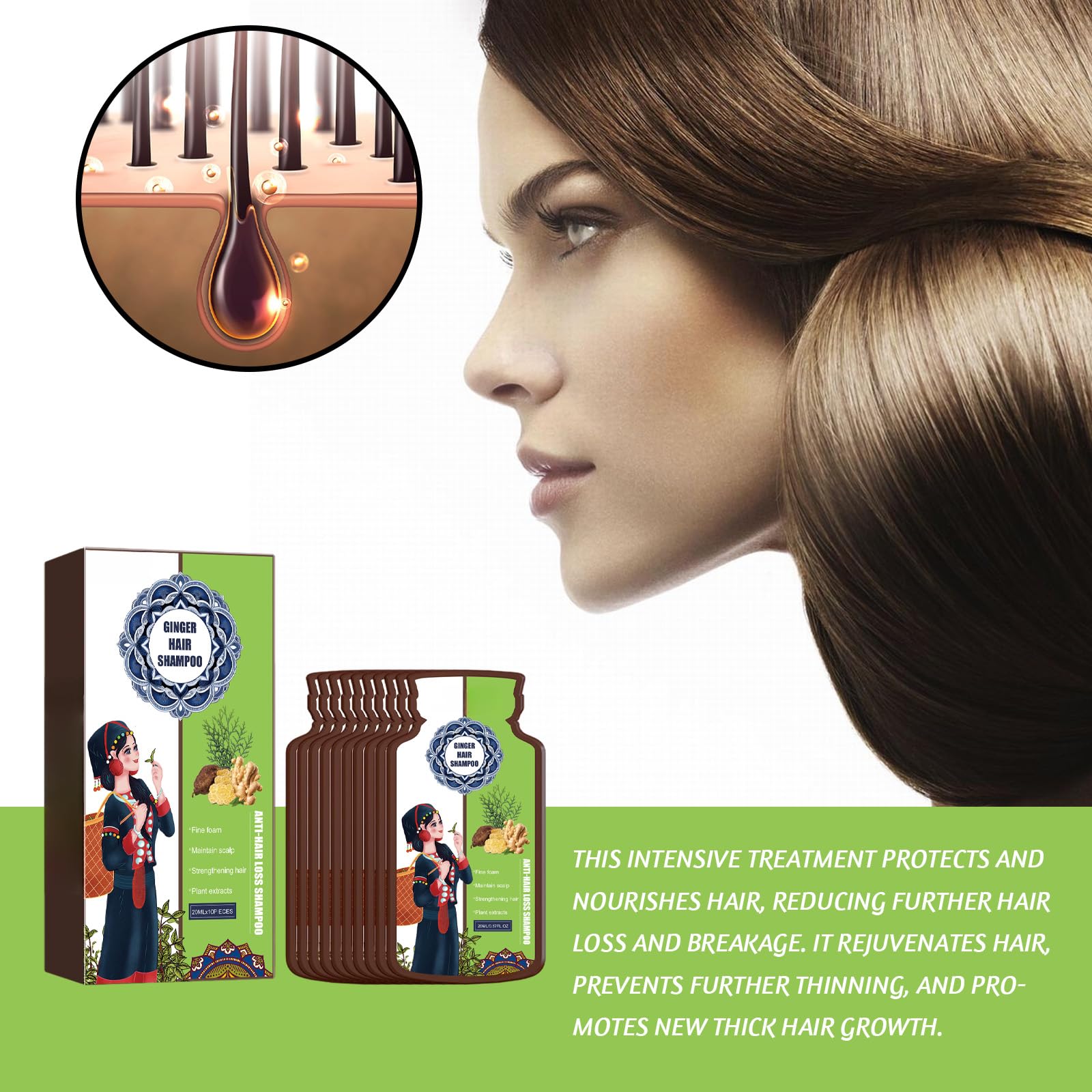 Ginger Hair Growth Shampoo for Thinning Hair - Deep Cleansing Rice Oil Shampoo with Scalp Refresh Treatment, Anti Hair Loss & Thickening Formula for Dry Scalp (2 Pack) - Perfect for Daily Hair Care & Volumizing Routine
