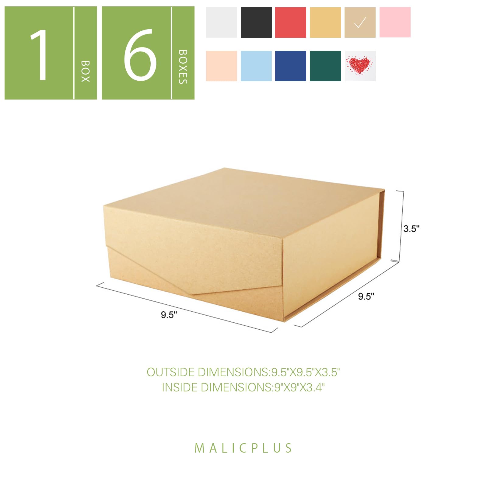 Premium Kraft Gift Box with Lid - 9x9x3.4 Inches Large Magnetic Closure Box for Groomsman Proposals, Wedding Favors & Special Occasions | Matte Finish Gift Packaging for Jewelry, Keepsakes & Party Favors