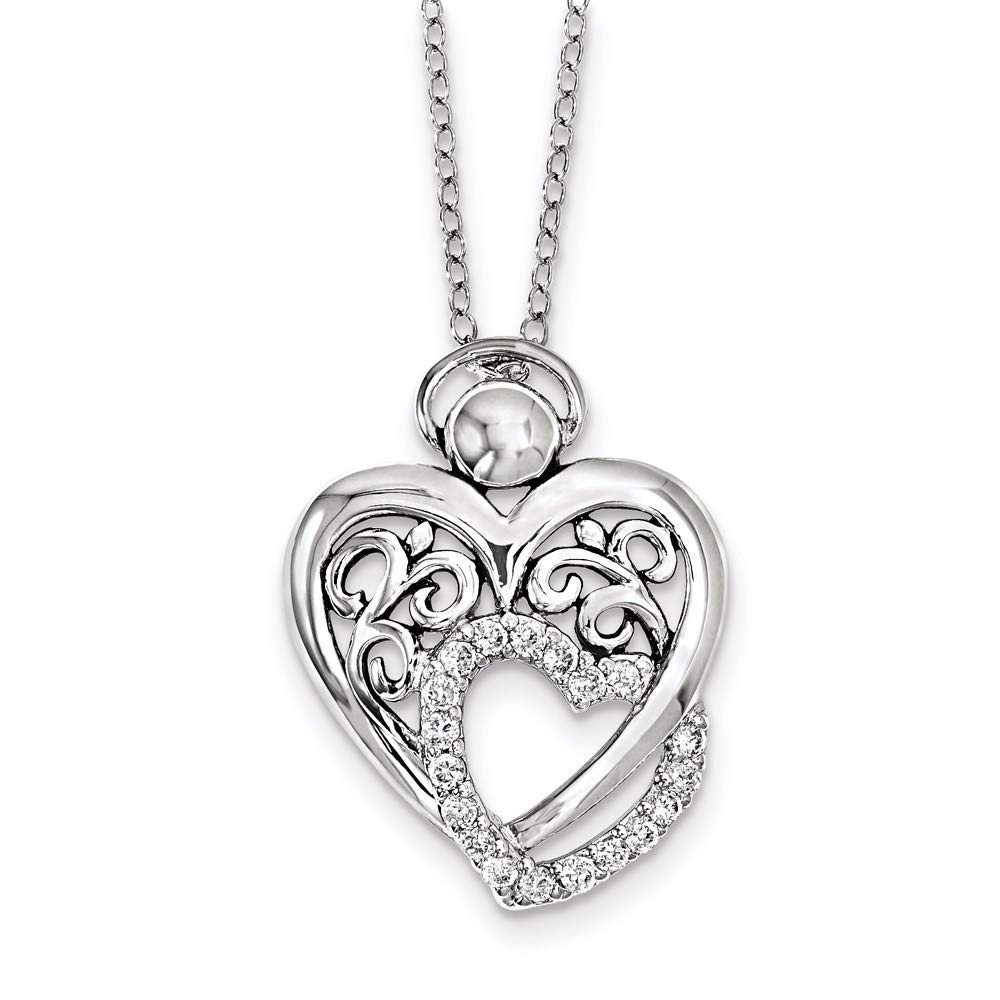 925 Sterling Silver Cubic Zirconia Angel of Marriage Necklace - Elegant Fine Jewelry for Women, Perfect Gift for Her, 18