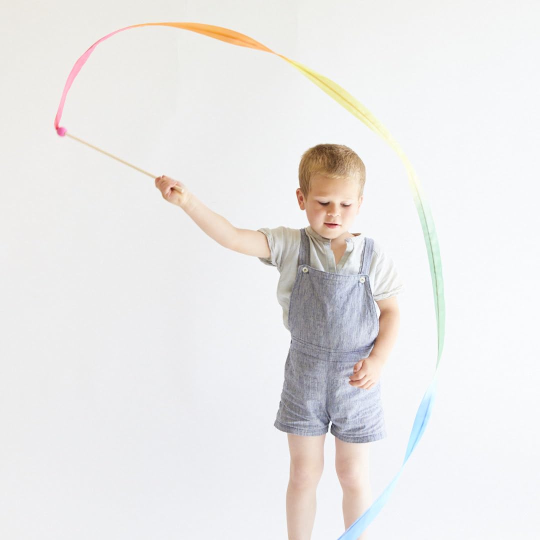 Sarah's Silks Pink Rainbow Streamer - Ribbon Dancer Toy for Kids | Imaginative Play, Dance Performance & Movement Activity | Perfect for Preschool, Birthday Parties & Outdoor Play