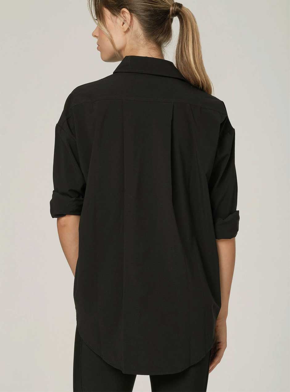 925 Sterling Silver Fit Women's Wild West Long Sleeve Button Down Shirt - Black | Western Cowgirl Style for Rodeo, Country Music Festivals & Casual Wear