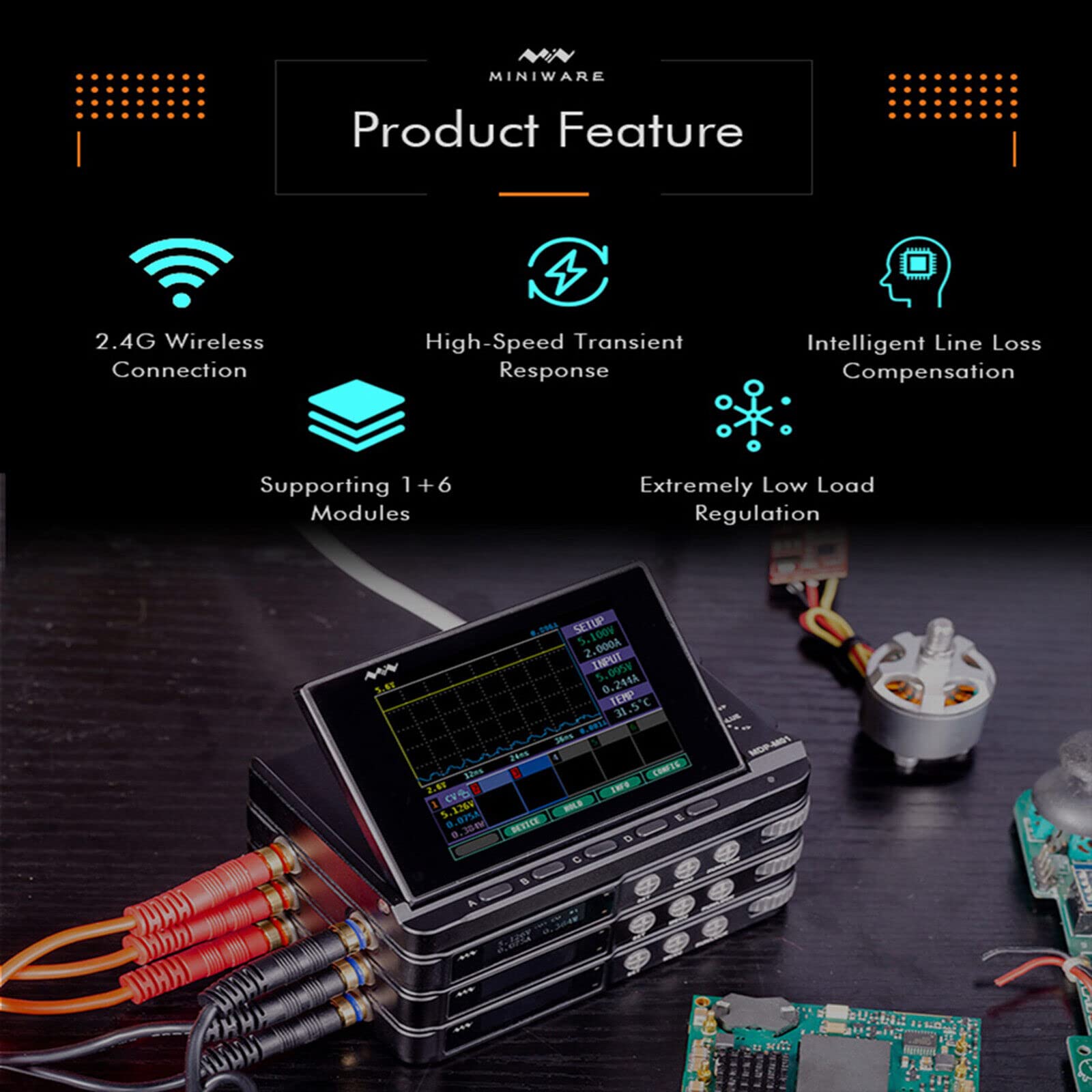 MINIWARE MDP-M01 Adjustable Digital Power Supply Control Module - Programmable DC-DC CV CC Output for DIY Electronics & Lab Use