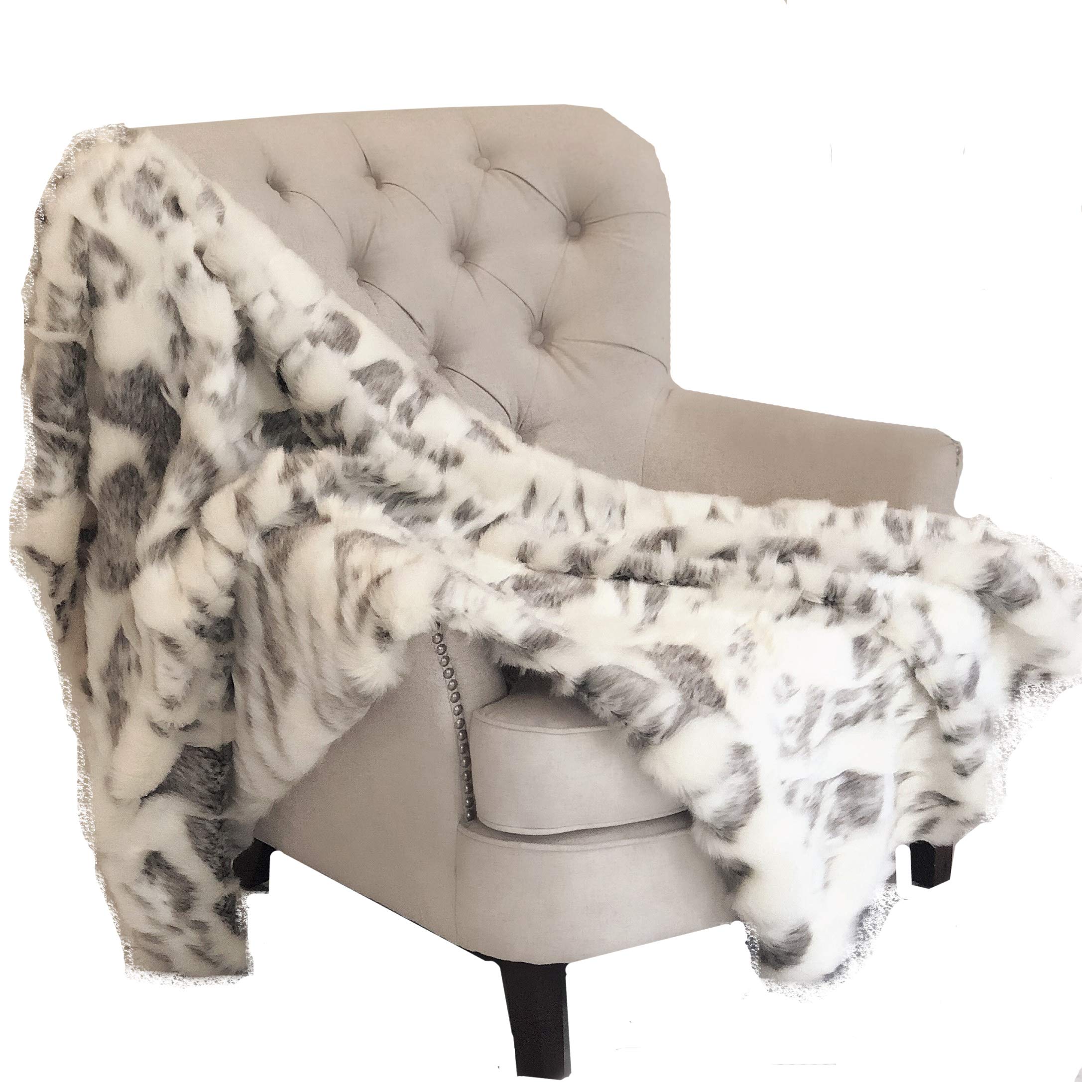 Plush Ivory Rabbit Faux Fur Throw Blanket - 60
