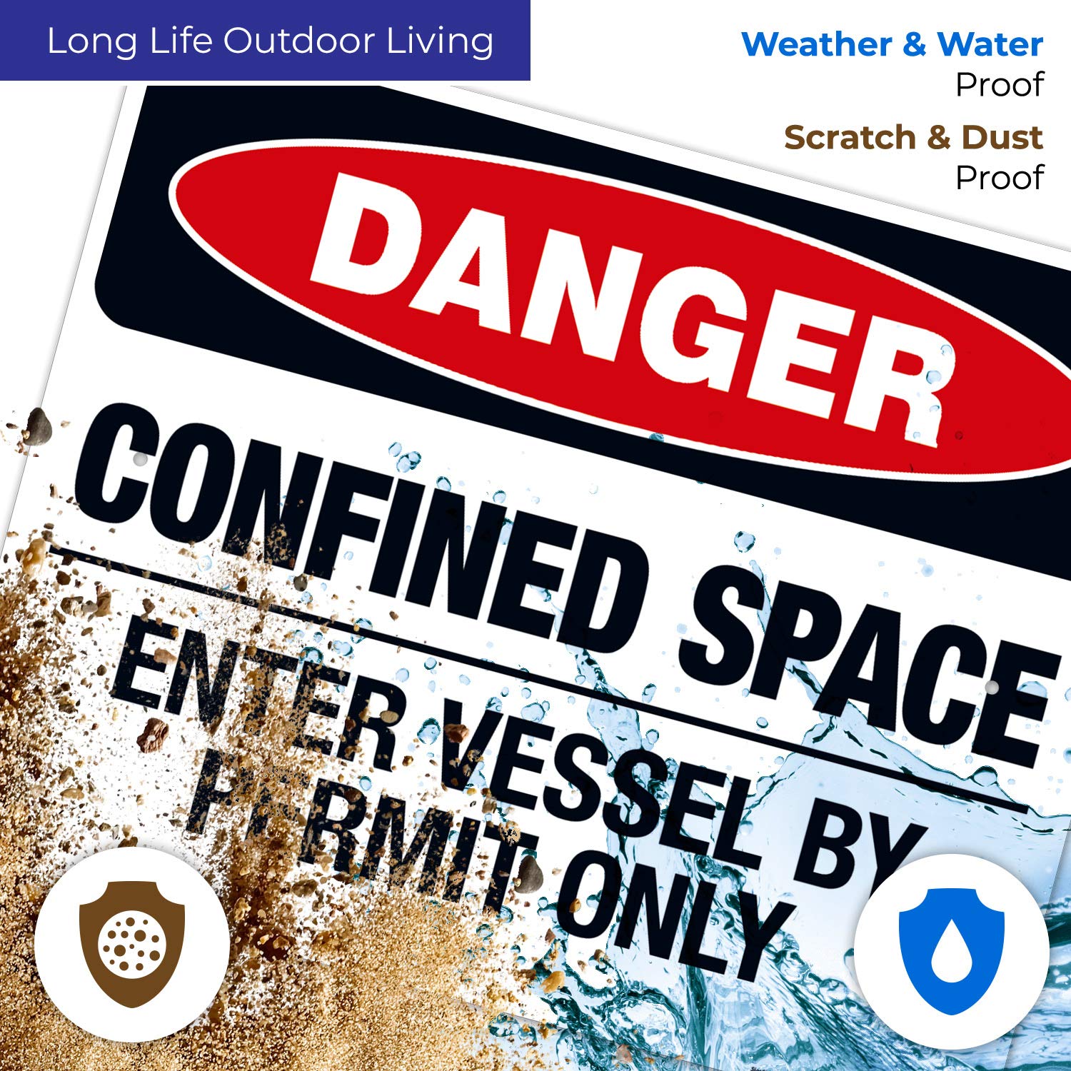 Danger Confined Space Enter Vessel by Permit Only Sign - OSHA Approved 24x30 Inches Rust-Free .063 Aluminum Safety Sign - Fade Resistant for Indoor/Outdoor Use - Made in USA - Perfect for Construction Sites, Industrial Facilities & Hazardous Work Areas