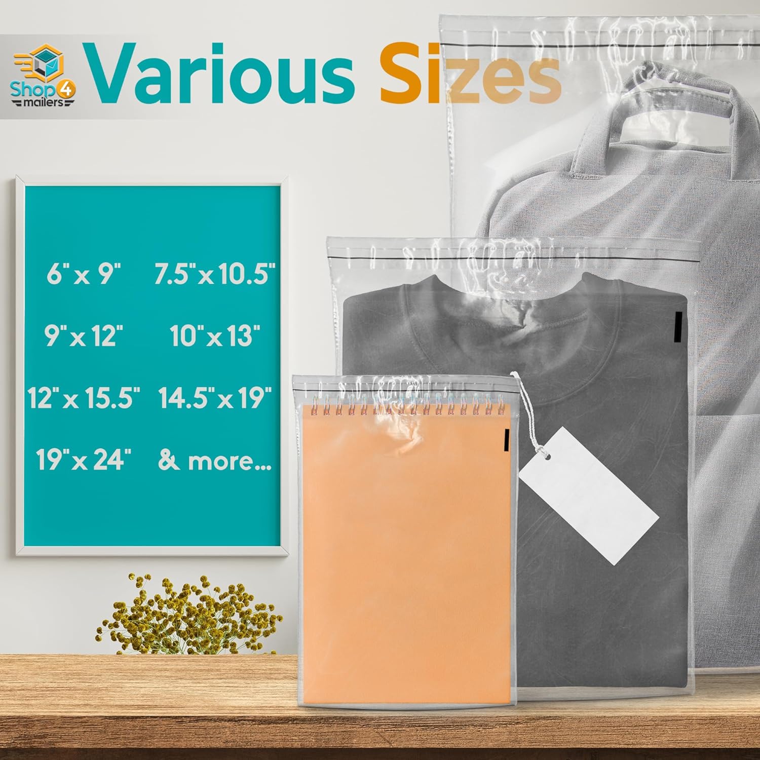 12x15.5 Inch Clear Plastic Self Seal Poly Bags 1.5 Mil Thick - Resealable Storage Bags for Crafts, Jewelry, Small Parts & Mailing Supplies | Shop4Mailers