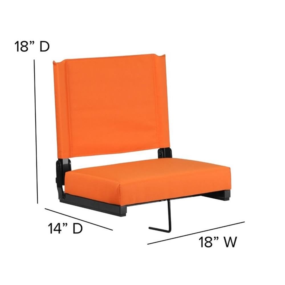 Flash Furniture Grandstand Portable Folding Stadium Seat - Padded Bleacher & Bench Chair with Carrying Handle, 500 lb Capacity, Orange - Perfect for Sporting Events, Concerts & Outdoor Activities