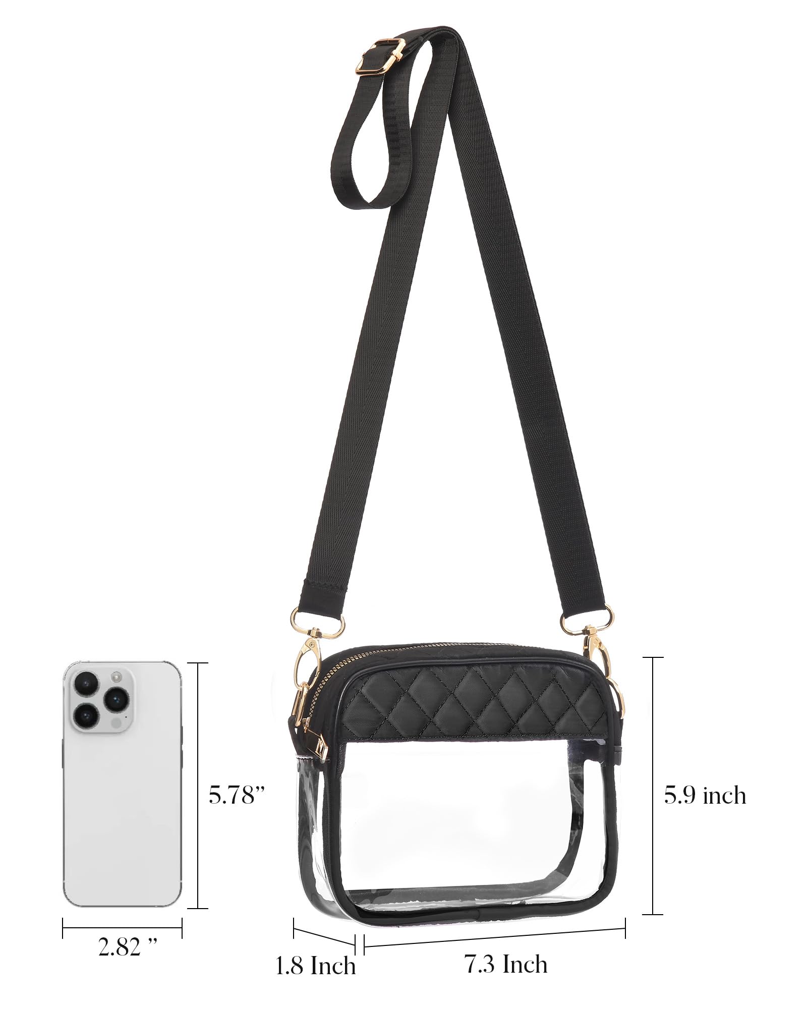 Stadium Approved Clear Crossbody Bag for Women - Small Transparent Purse for Concerts, Sports Events & Security Check - Perfect for NFL, NBA, Concerts & Theme Parks