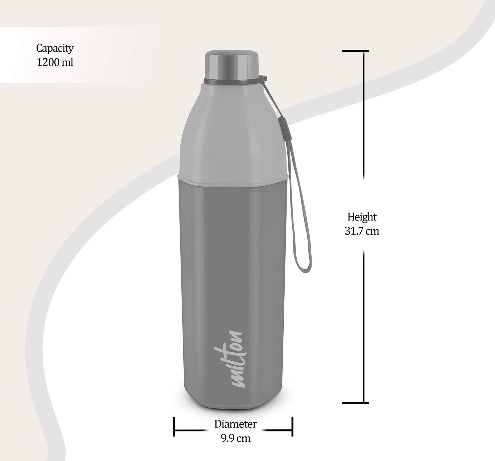Milton Kool Hexone 1200 PU Insulated Water Bottle - 1.12L Leak Proof & BPA Free Stainless Steel Thermos - Perfect for Gym, Hiking, Office & Travel - Red