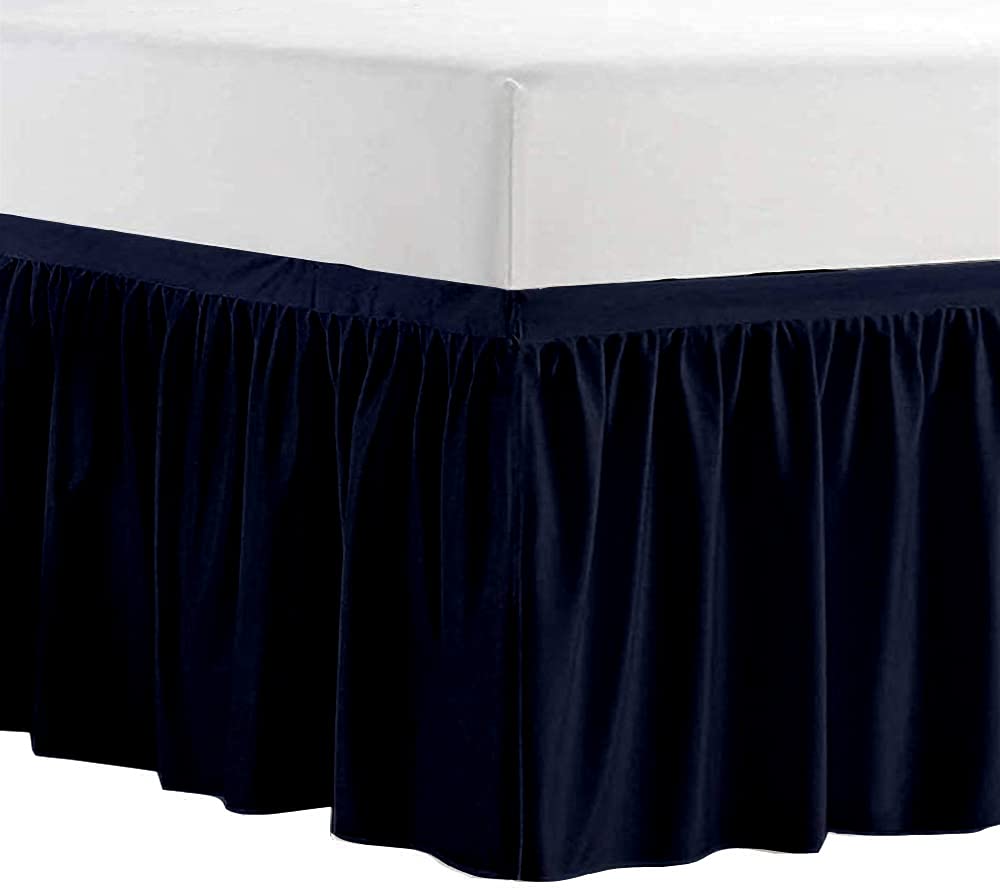 Extra Long Twin-XL Dorm Bed Skirt - 100% Brushed Microfiber College Bed Skirt with 32