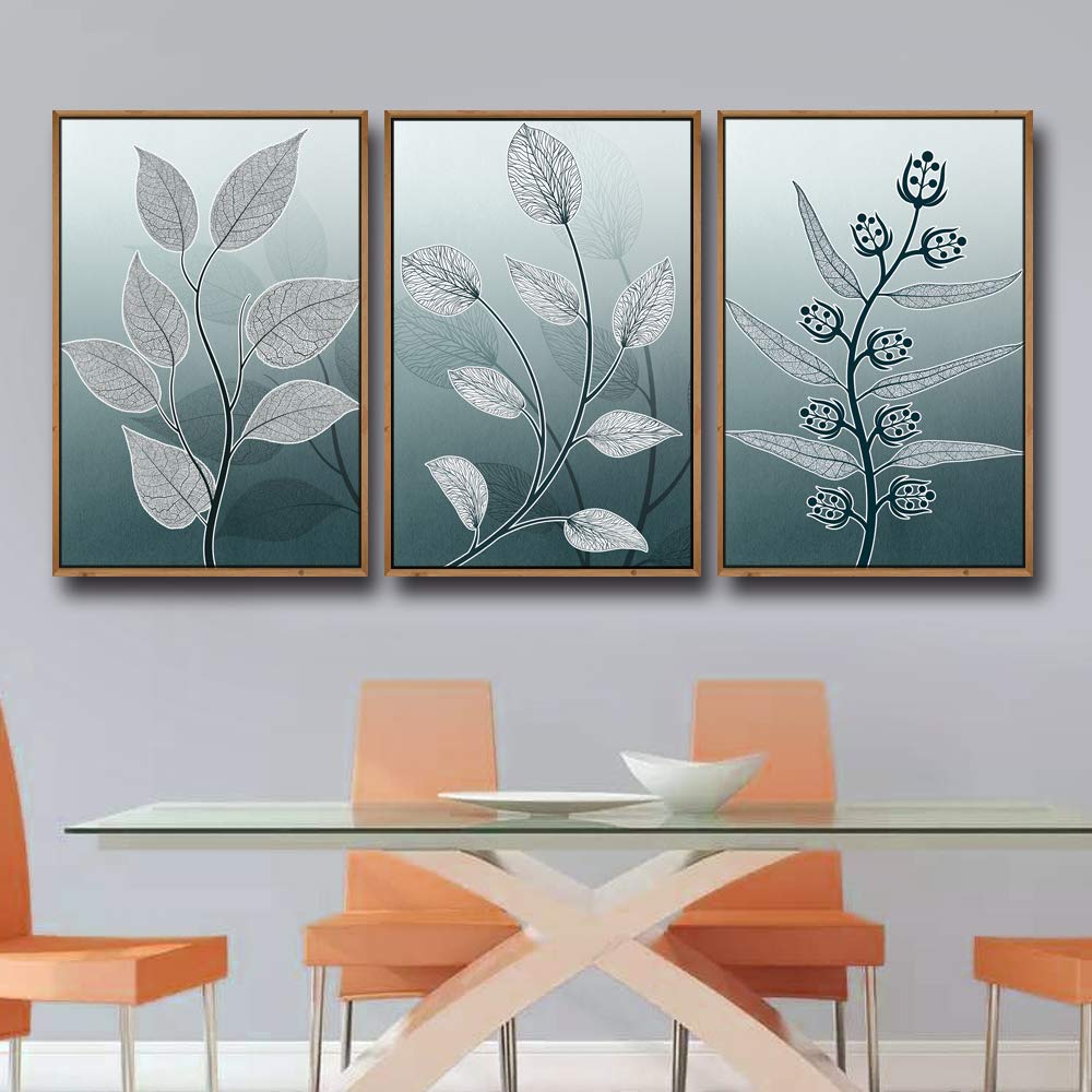 Wall26 3-Panel Framed Canvas Wall Art Set - Leaf Theme Nature Prints for Living Room & Bedroom Decor (16x24 Inches, Ready to Hang) - Perfect for Modern Home, Office & Apartment Decoration
