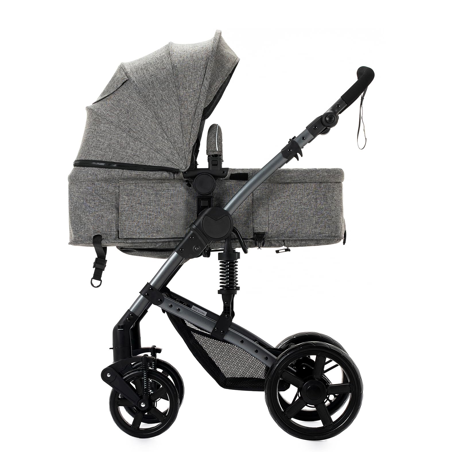 2 in 1 Convertible Baby Stroller with Bassinet & Seat Mode | Reversible Infant Stroller | One-Click Folding Lightweight Travel Stroller for Newborn & Toddler | Standard Pram Carriage (2US588-GREY) | Perfect for Shopping, Travel & Daily Walks