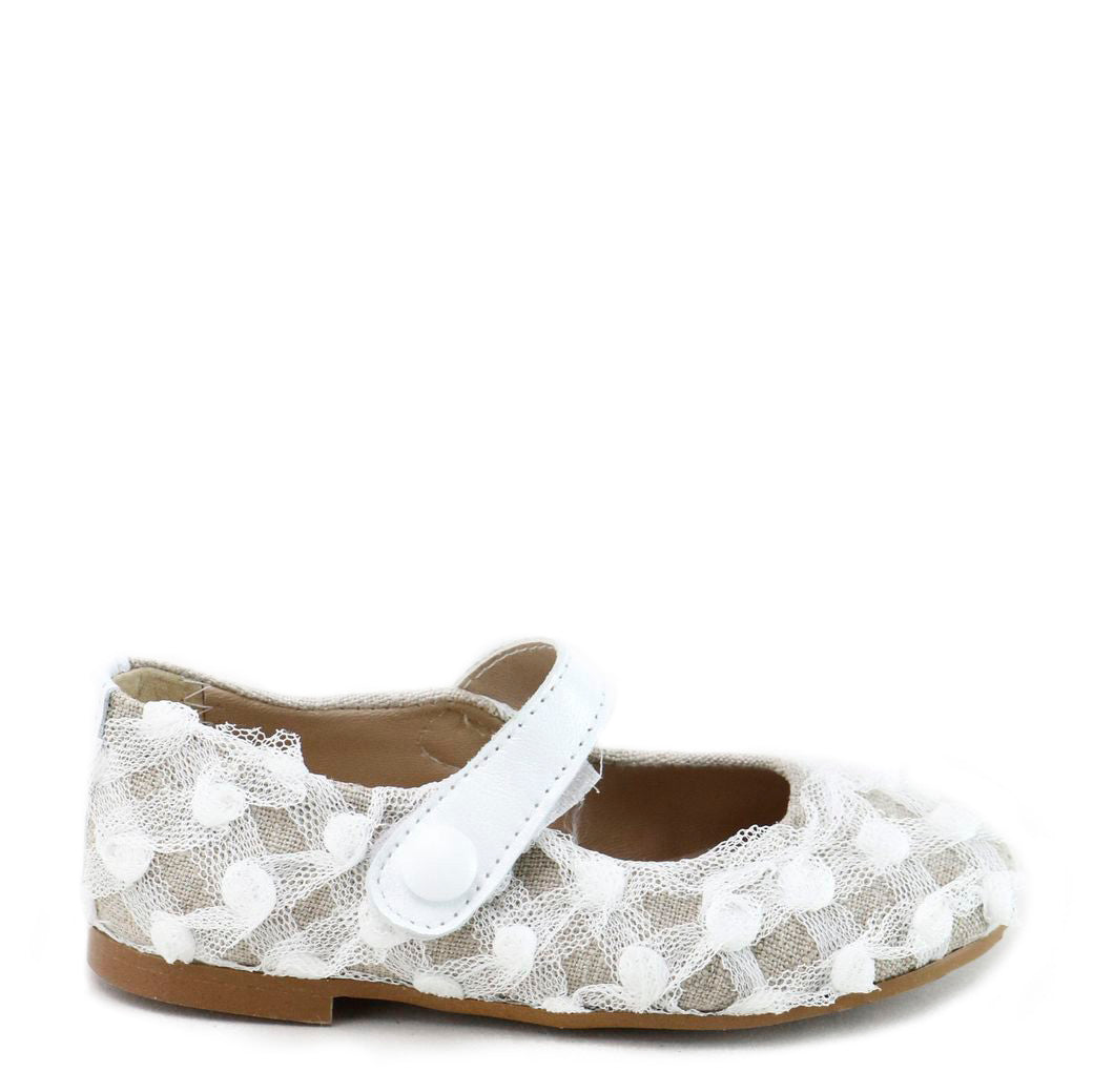 White Tulle Mary Jane Shoes for Girls - Elegant Flower Girl Shoes, First Communion, Wedding, Party & Special Occasion Dresses