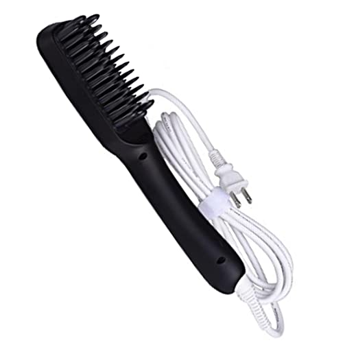 Ceramic Hair Straightening Brush with 5 Heat Settings (302°F-446°F) - PTC Ionic Flat Iron Brush for Smooth & Shiny Hair - Perfect for Home Use, Travel & Salon Styling